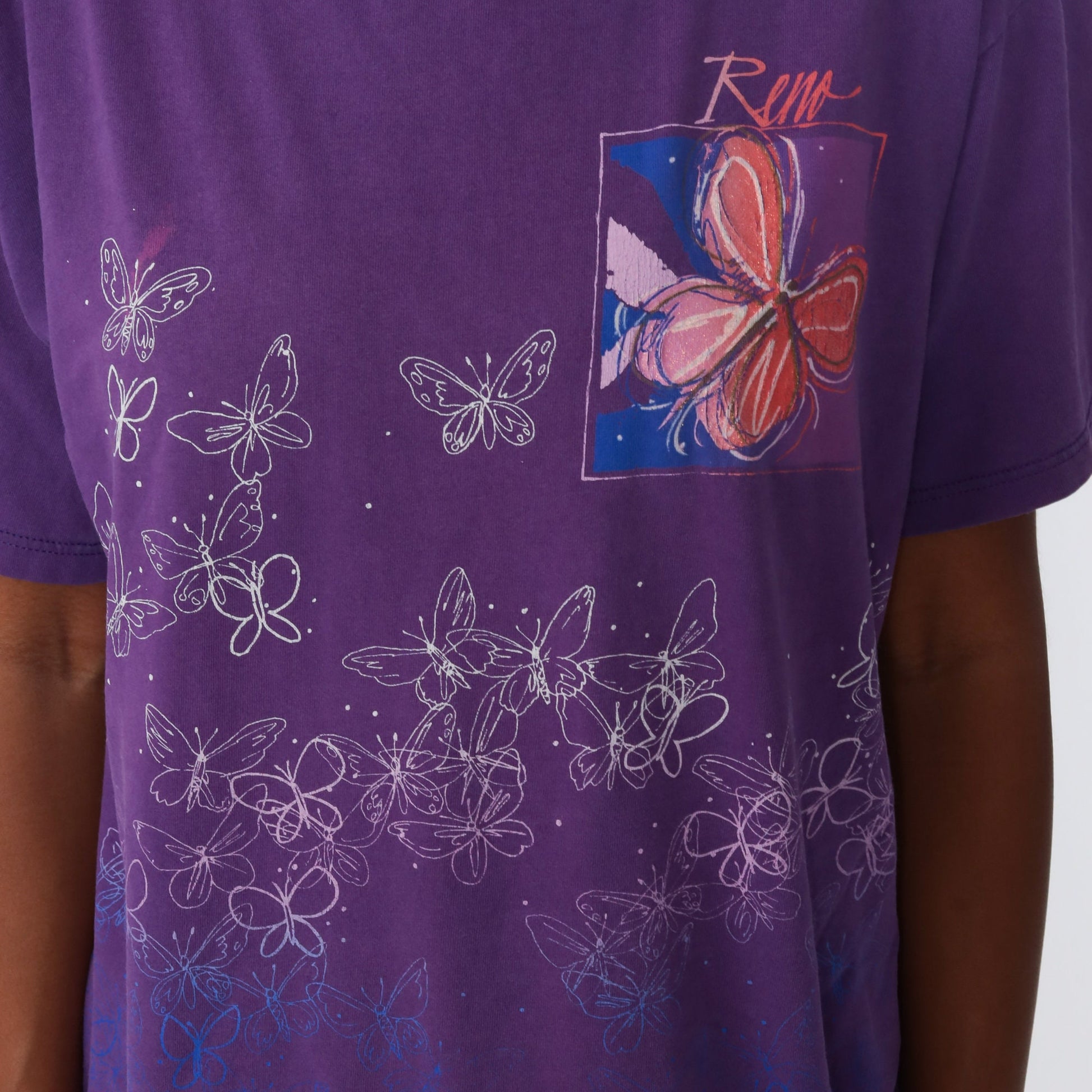 90s Reno Nevada Butterfly Graphic T-Shirt Purple Cotton Medium