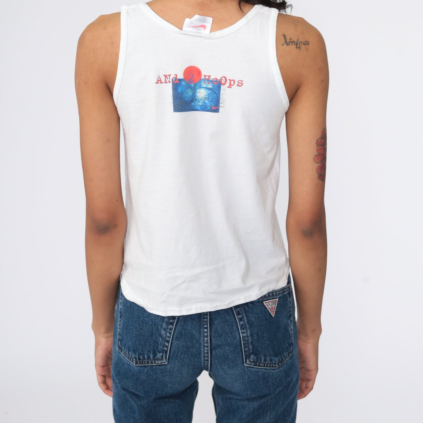 80s Nike Basketball Tank Top White Cotton Athletic Singlet Extra Small