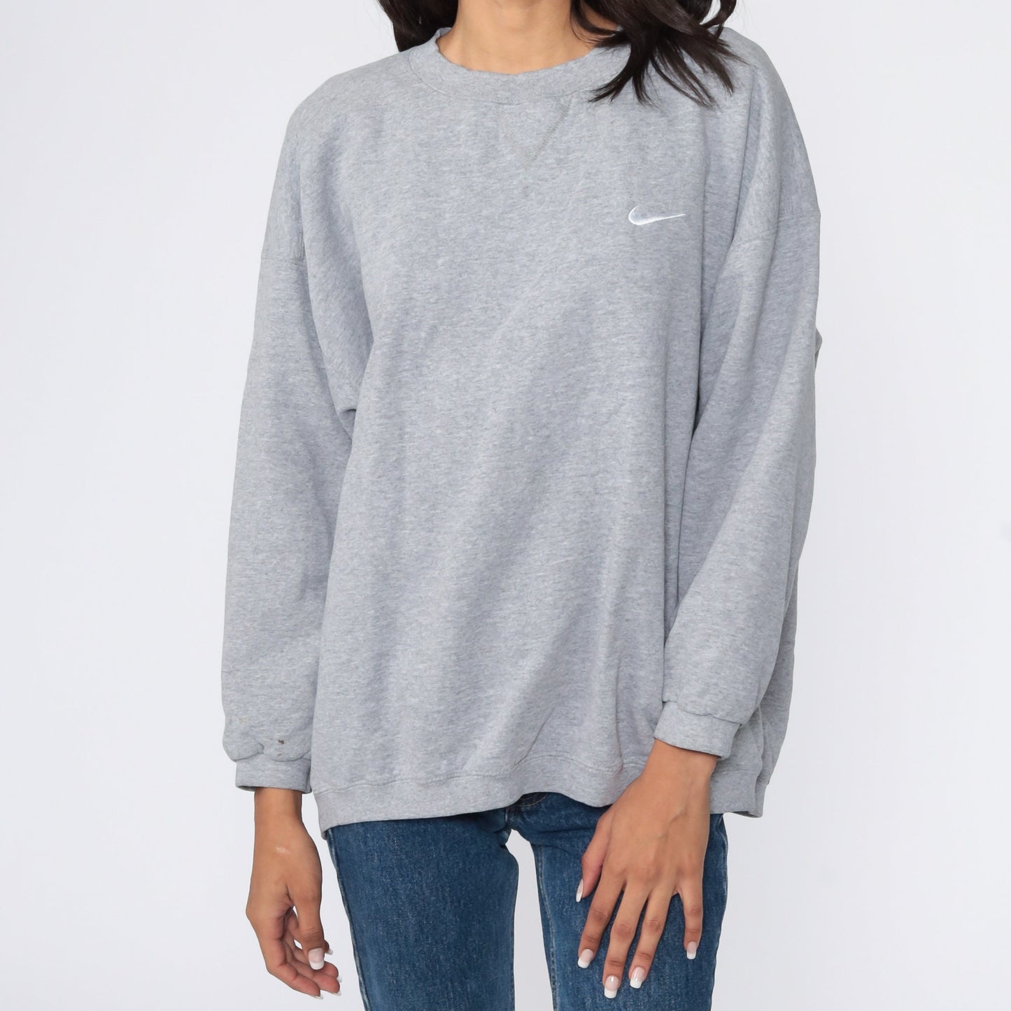 Nike Swoosh Sweatshirt 00s Grey Crewneck Unisex Extra Large XXL