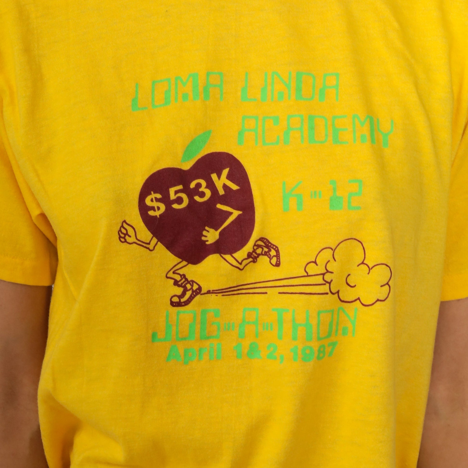 80s Loma Linda Running Graphic T-Shirt Yellow Single Stitch Medium