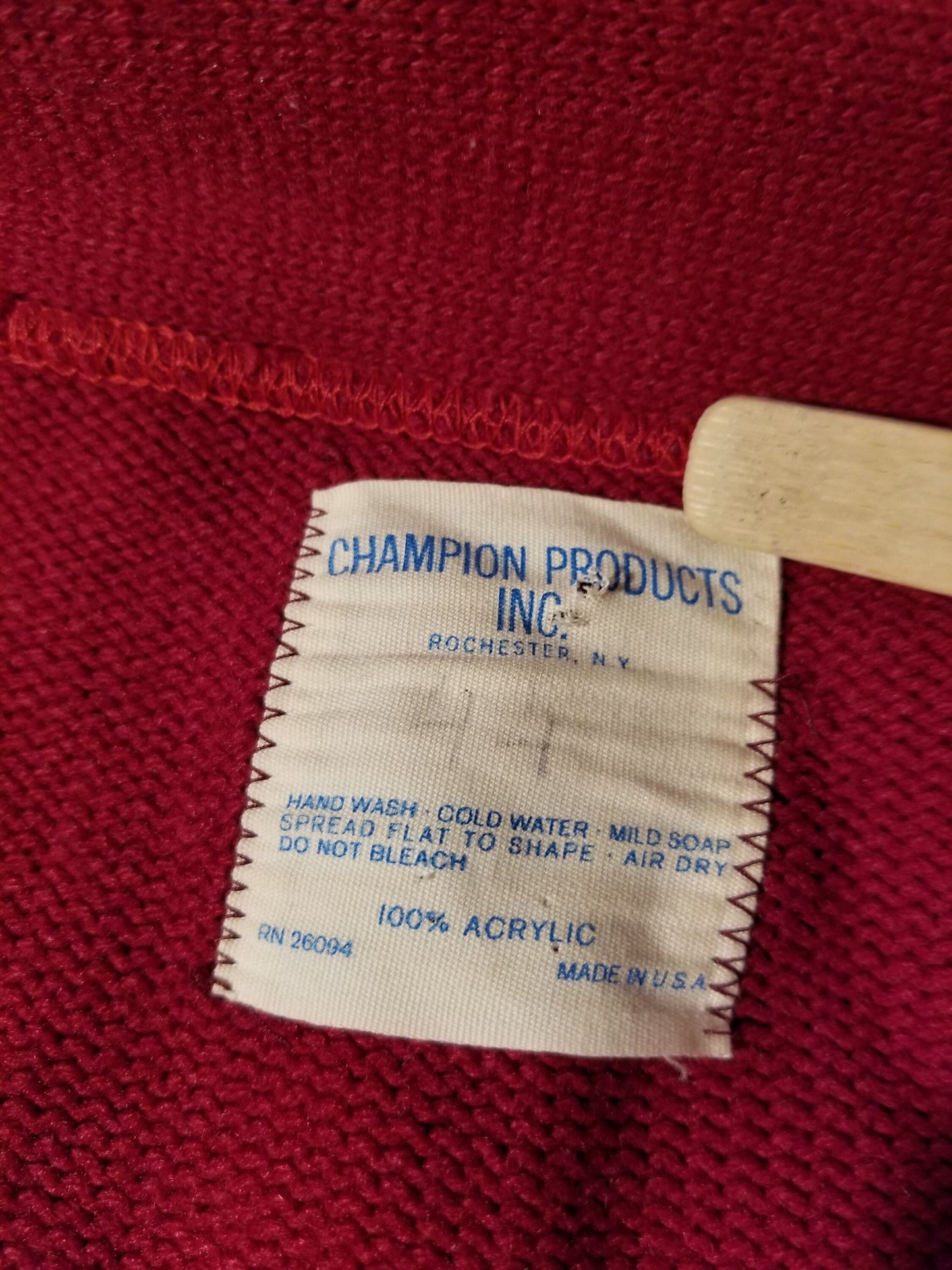 Champion Burgundy Cardigan 1960s Knit Button-Up Unisex Large