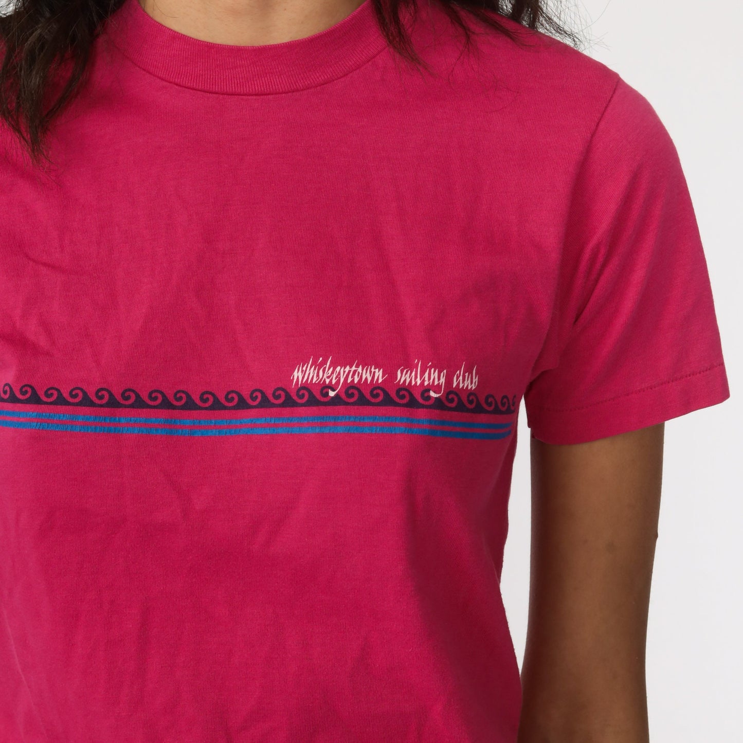 80s Whiskeytown Sailing Club Graphic Tee Hot Pink Sailboat Extra Small