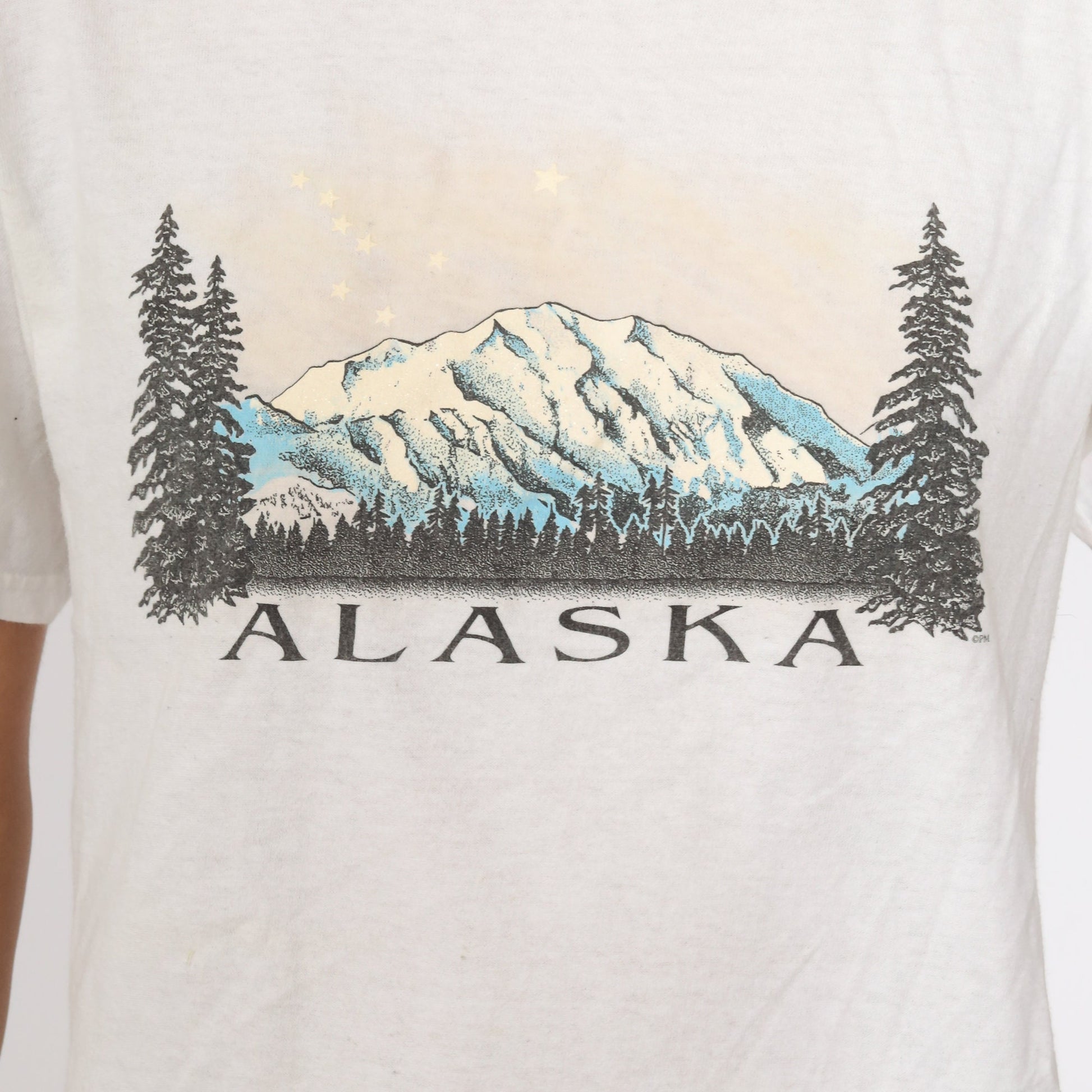 90s Alaska Mountain Graphic T-Shirt White Cotton Tee Extra Small
