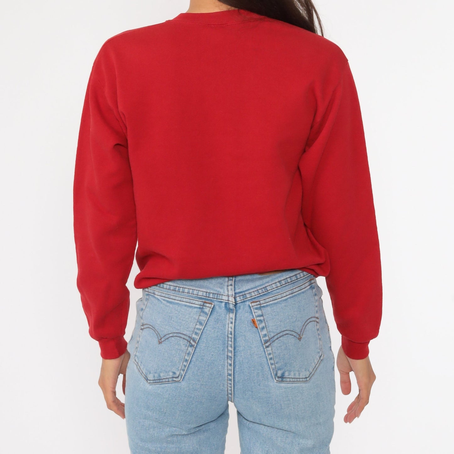 90s Bear Graphic Sweatshirt Red Crewneck Wildlife Print Small