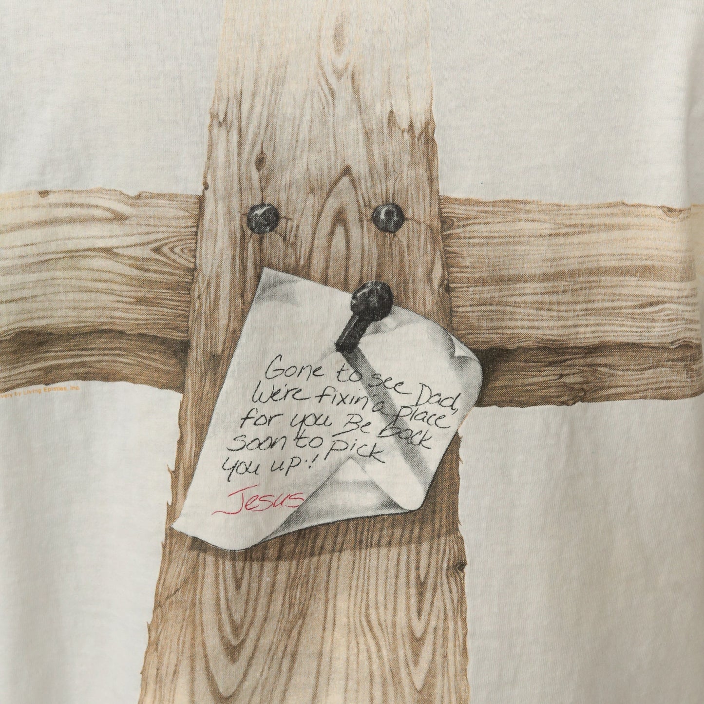 90s Christian Graphic T-Shirt Gone To See Dad Jesus Cross Tee Cotton Medium