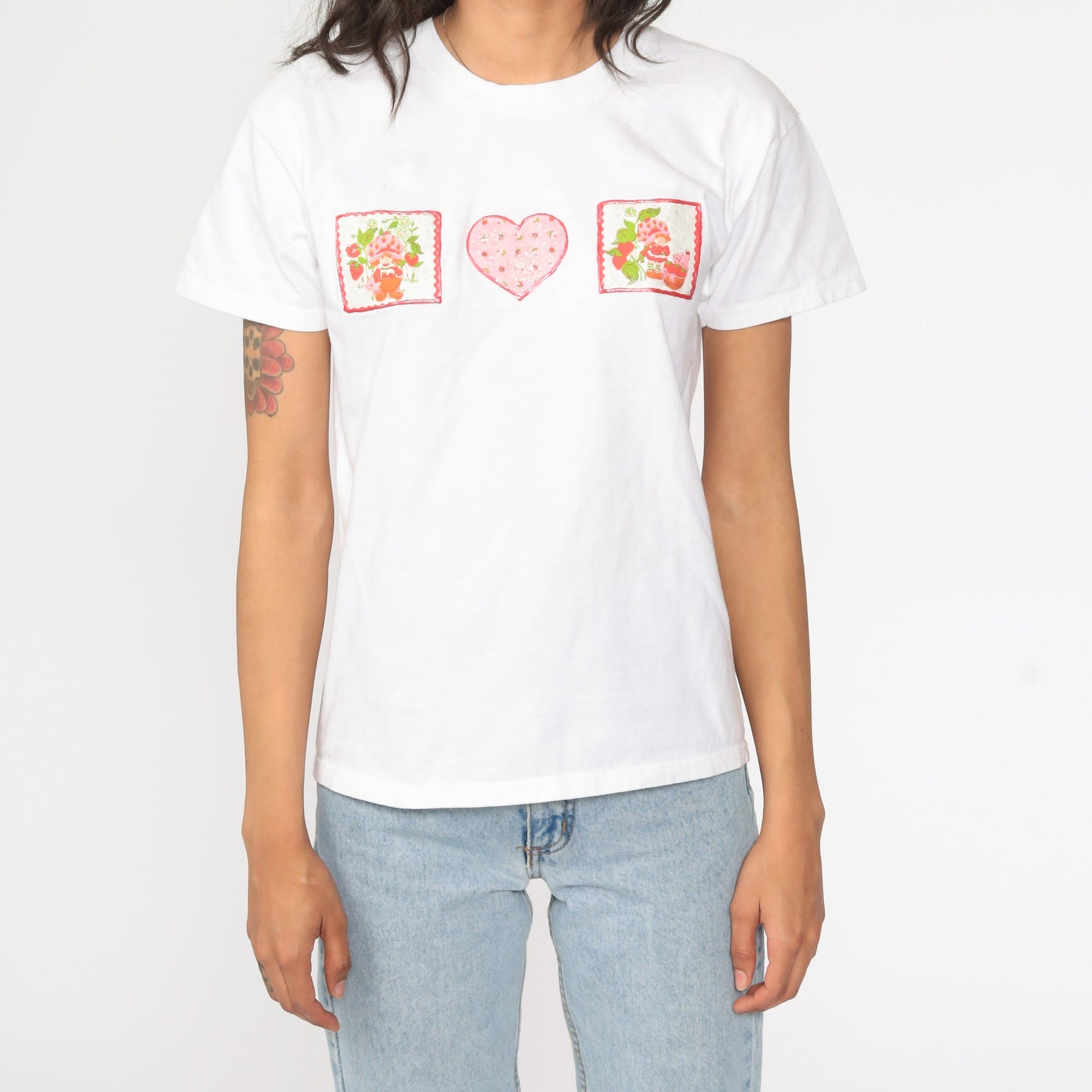 90s Strawberry Shortcake Graphic T-Shirt Kawaii Cartoon White Extra Small XS
