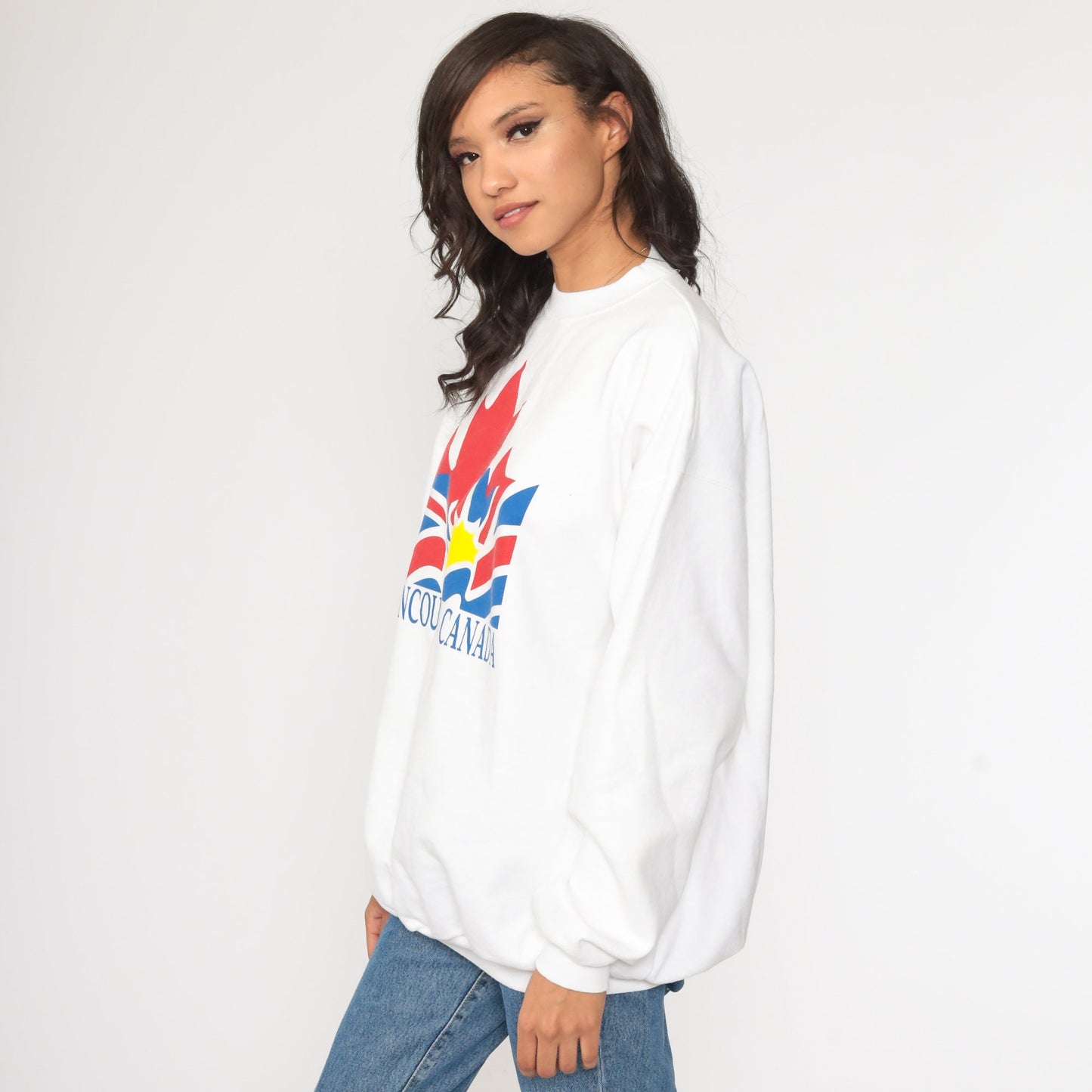 80s Vancouver British Columbia Flag Sweatshirt White Crewneck Extra Large XXL