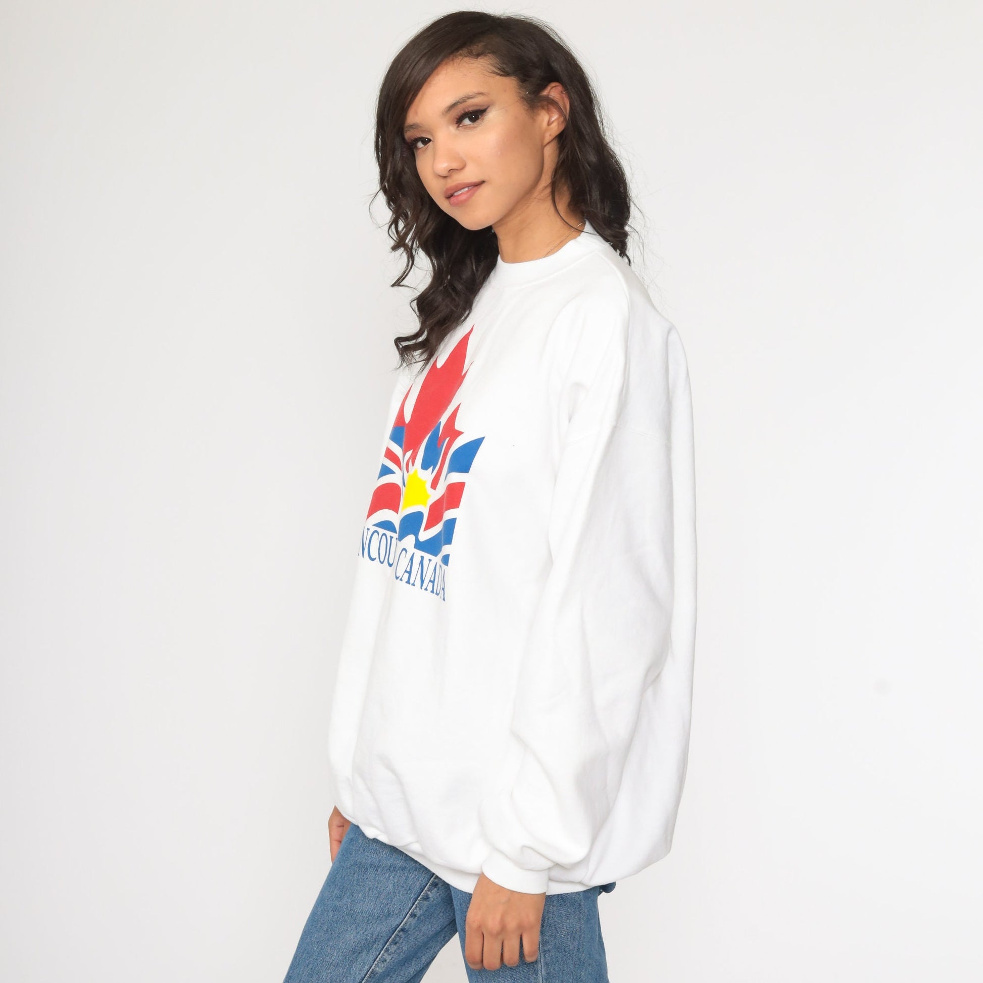 80s Vancouver British Columbia Flag Sweatshirt White Crewneck Extra Large XXL