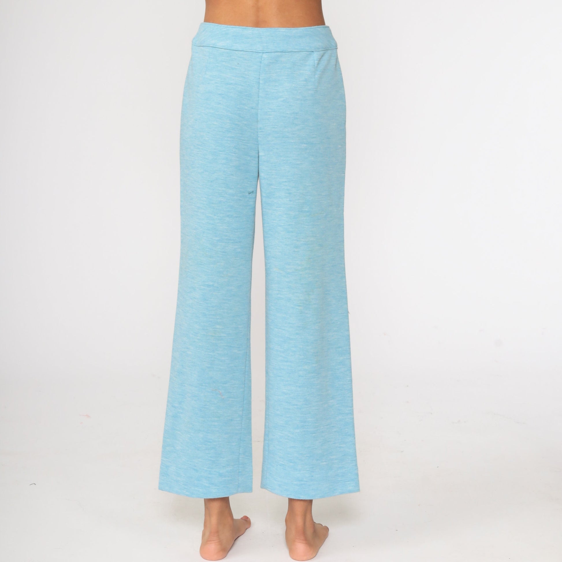 70s Baby Blue Bell Bottom Two Piece Set Jacket + Pants Medium
