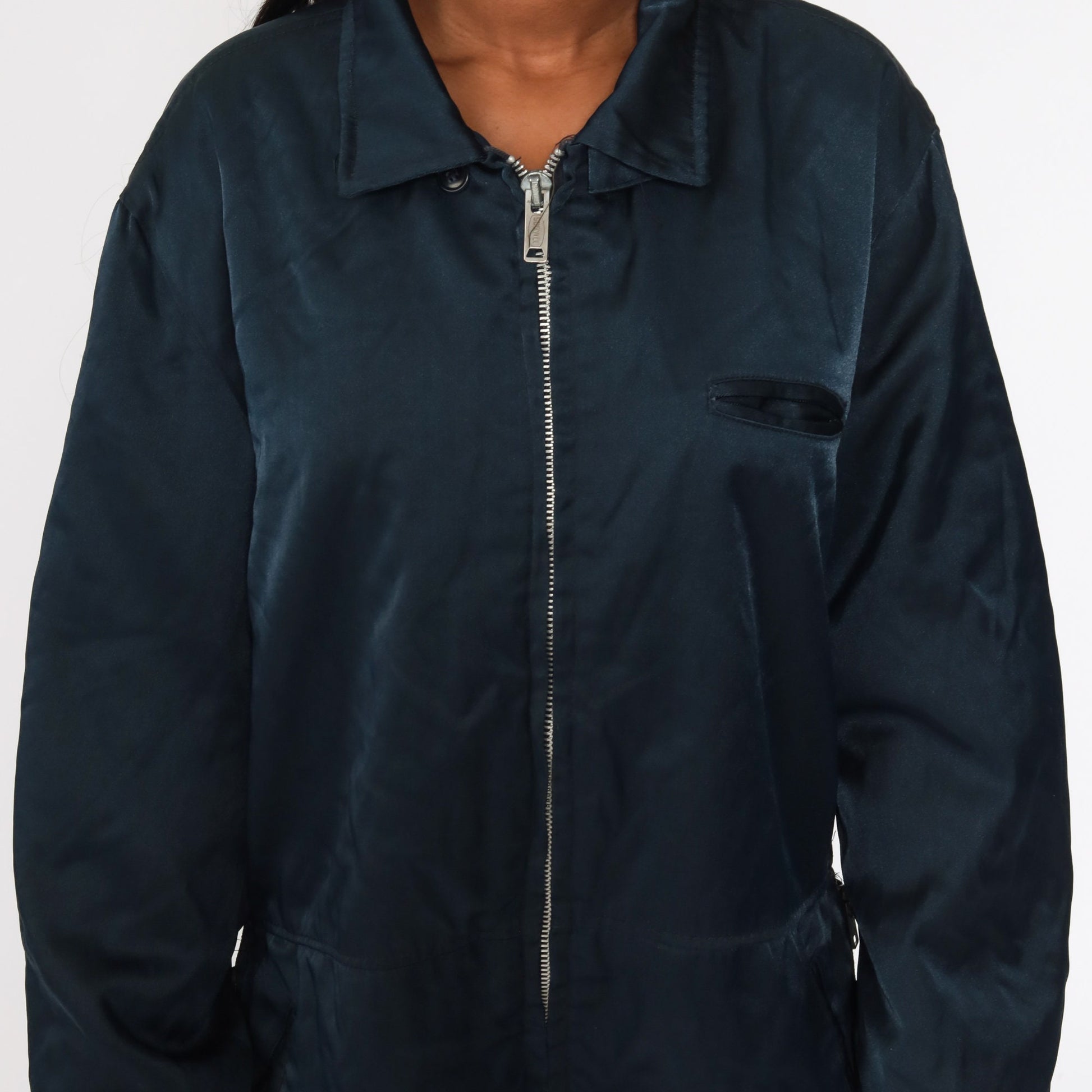 80s Navy Coveralls Workwear Jumpsuit Long Sleeve Quilted Lining Extra Large XL