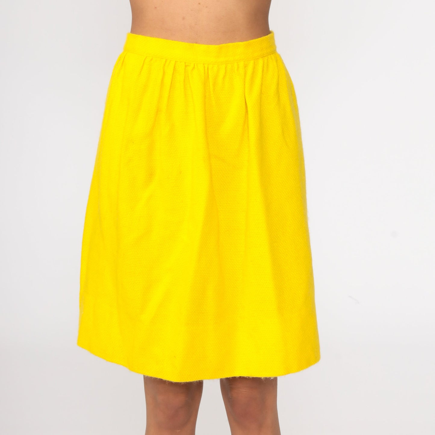 60s Yellow High-Waisted Mini Skirt Mod Preppy Extra Small