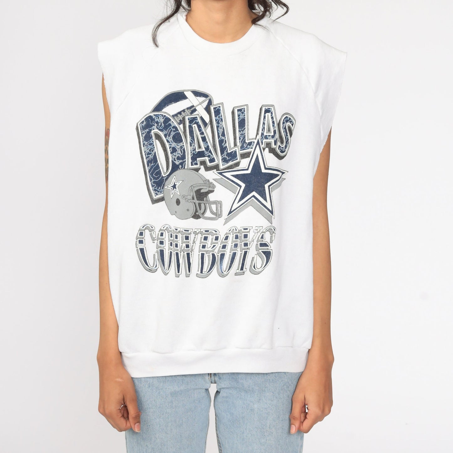 80s Dallas Cowboys NFL Football Graphic Sweatshirt Short Sleeve Medium Large