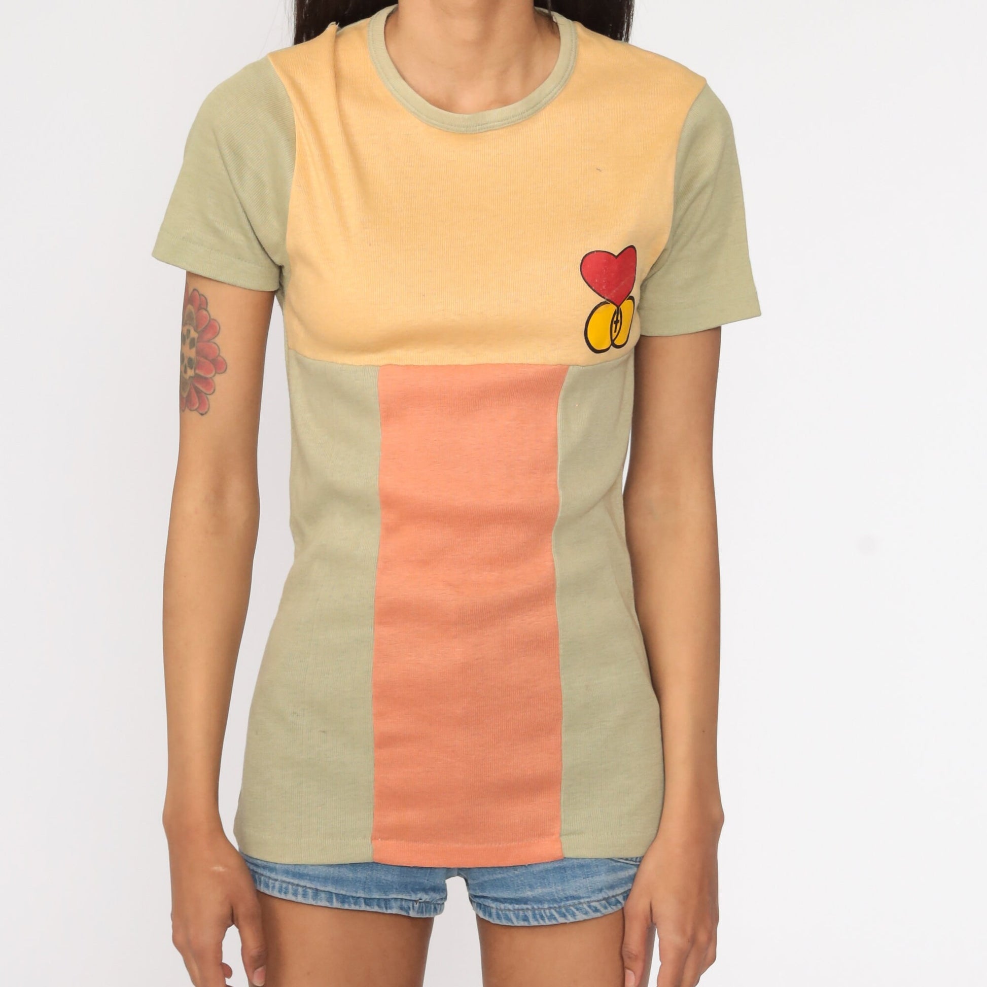 70s Christian Marriage Encounter Graphic Ringer Tee Heart Print Small