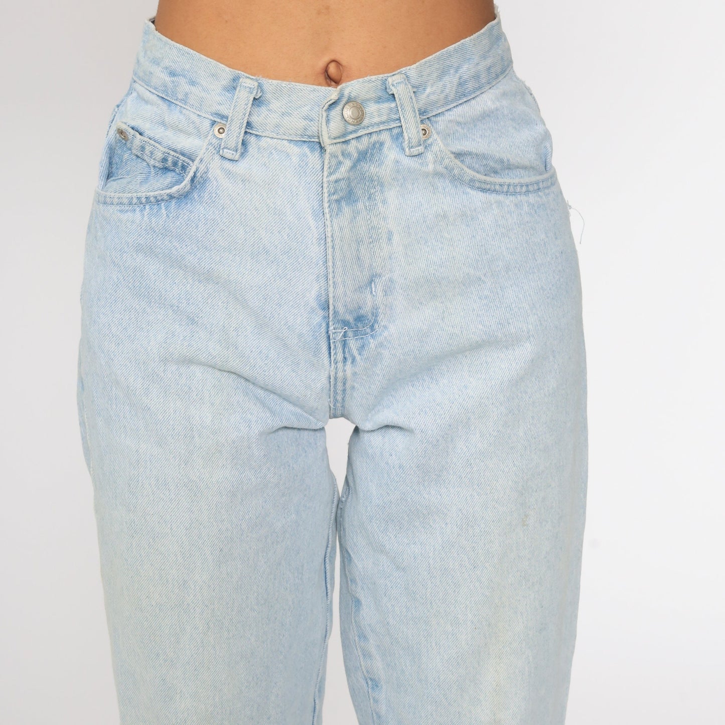 90s High Rise Tapered Denim Jeans Blue Vintage Mom Jeans Small 26