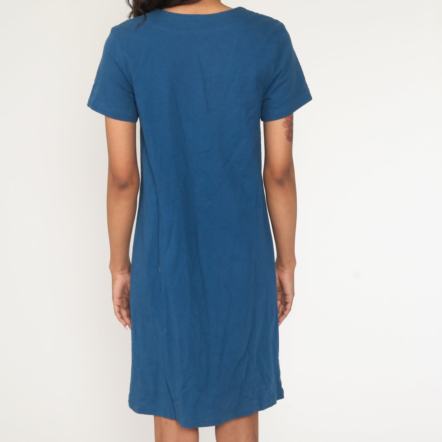 90s Butterfly Print Blue Mini Dress Shift Short Sleeve Small