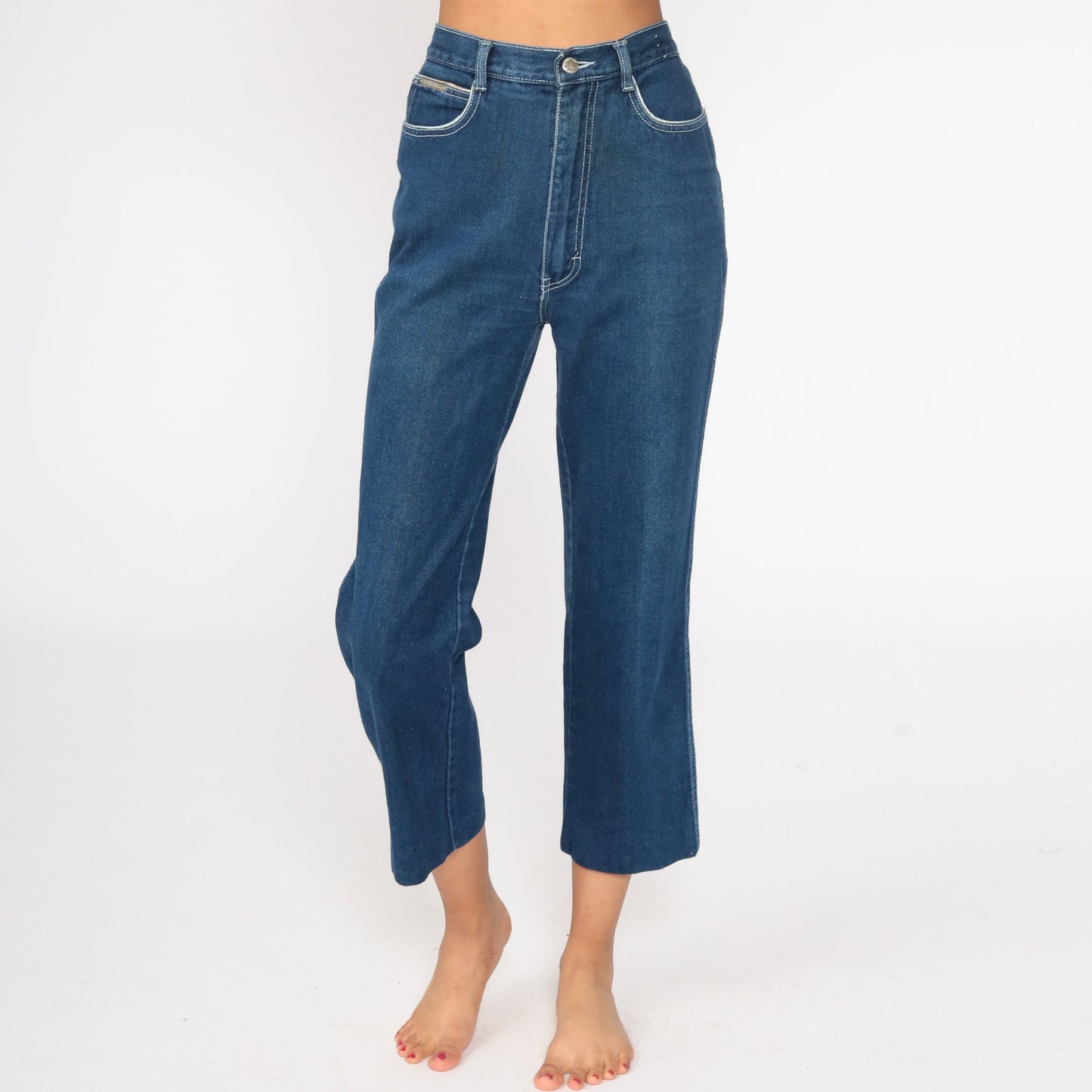 80s Derrieres Dark Blue High Waist Bootcut Jeans Extra Small XS