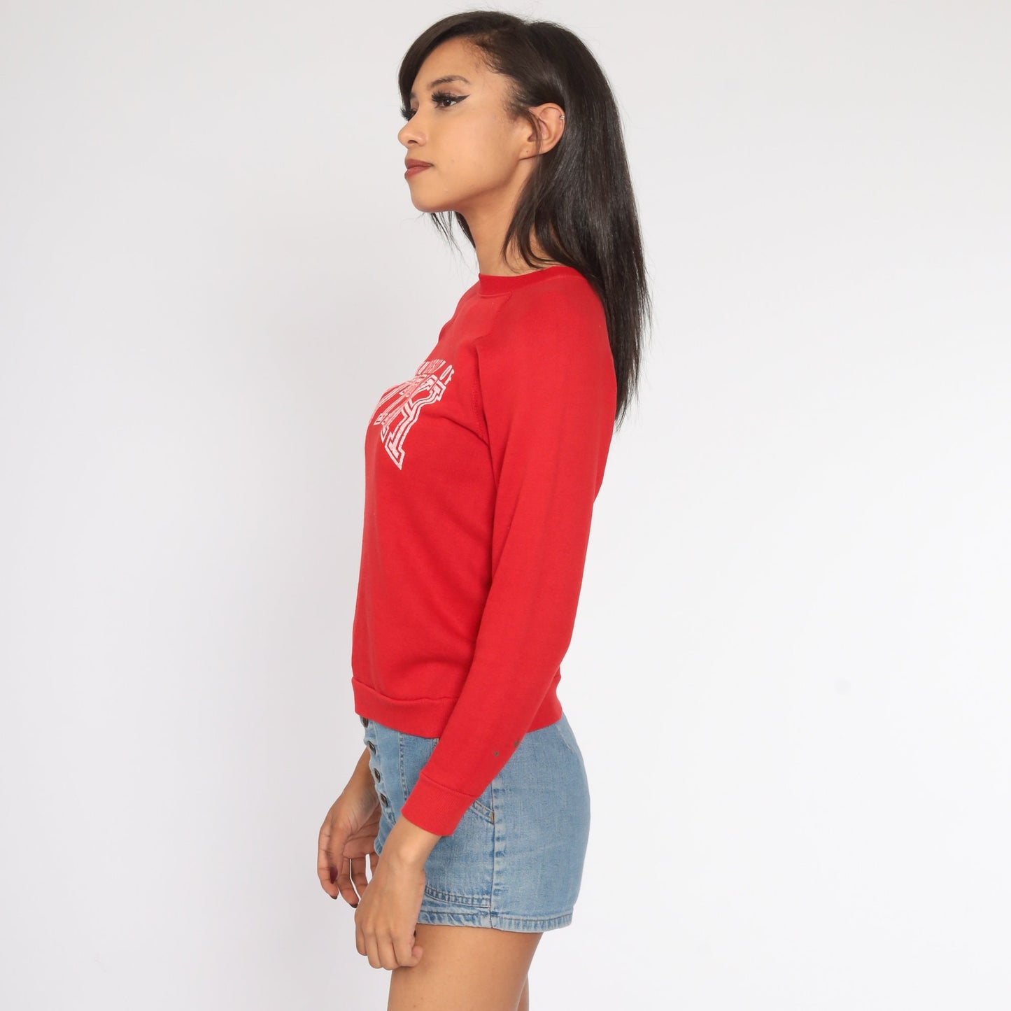 80s University of Utah Sweatshirt Red Distressed Crewneck Extra Small