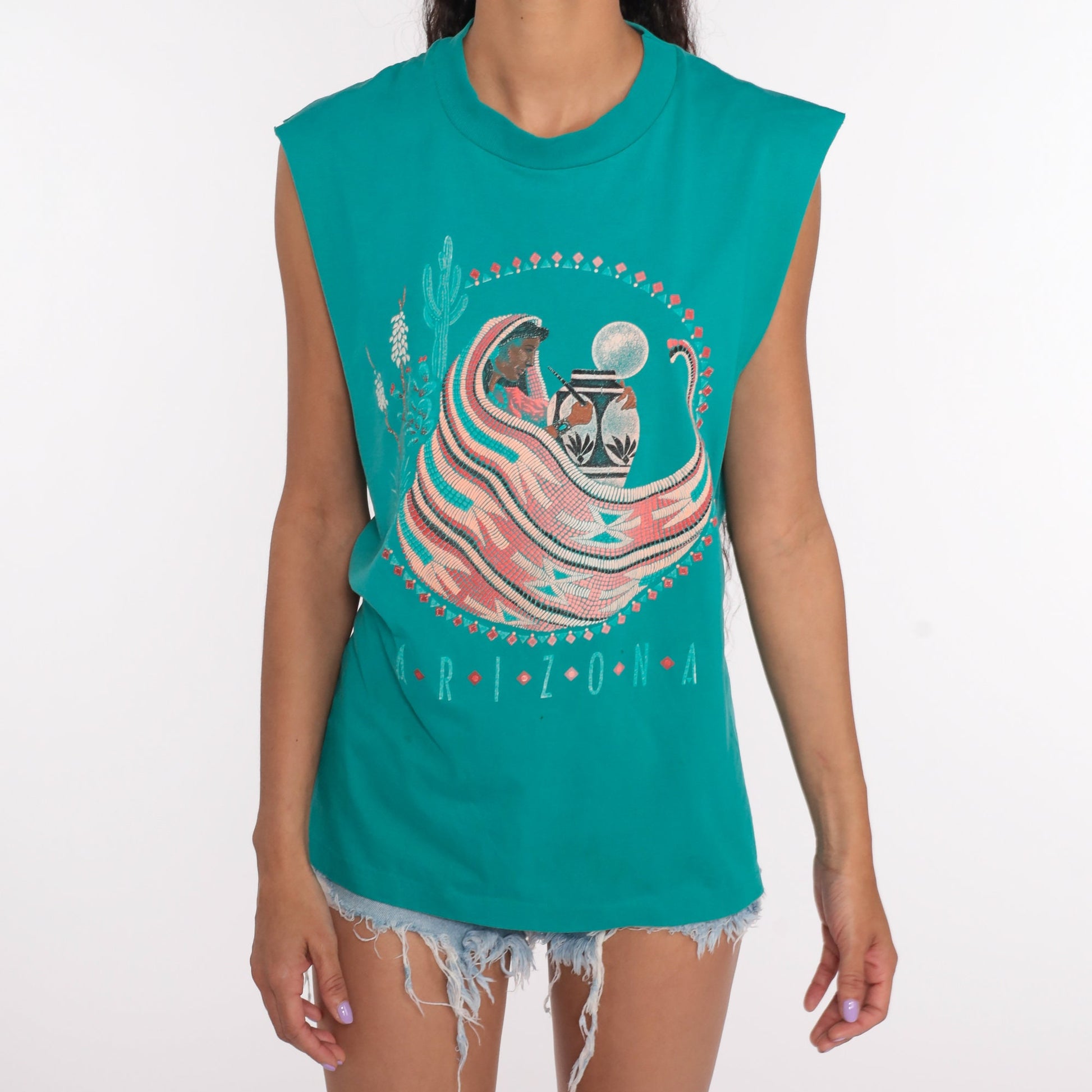 80s Native American Arizona Tank Top Graphic Sleeveless Small