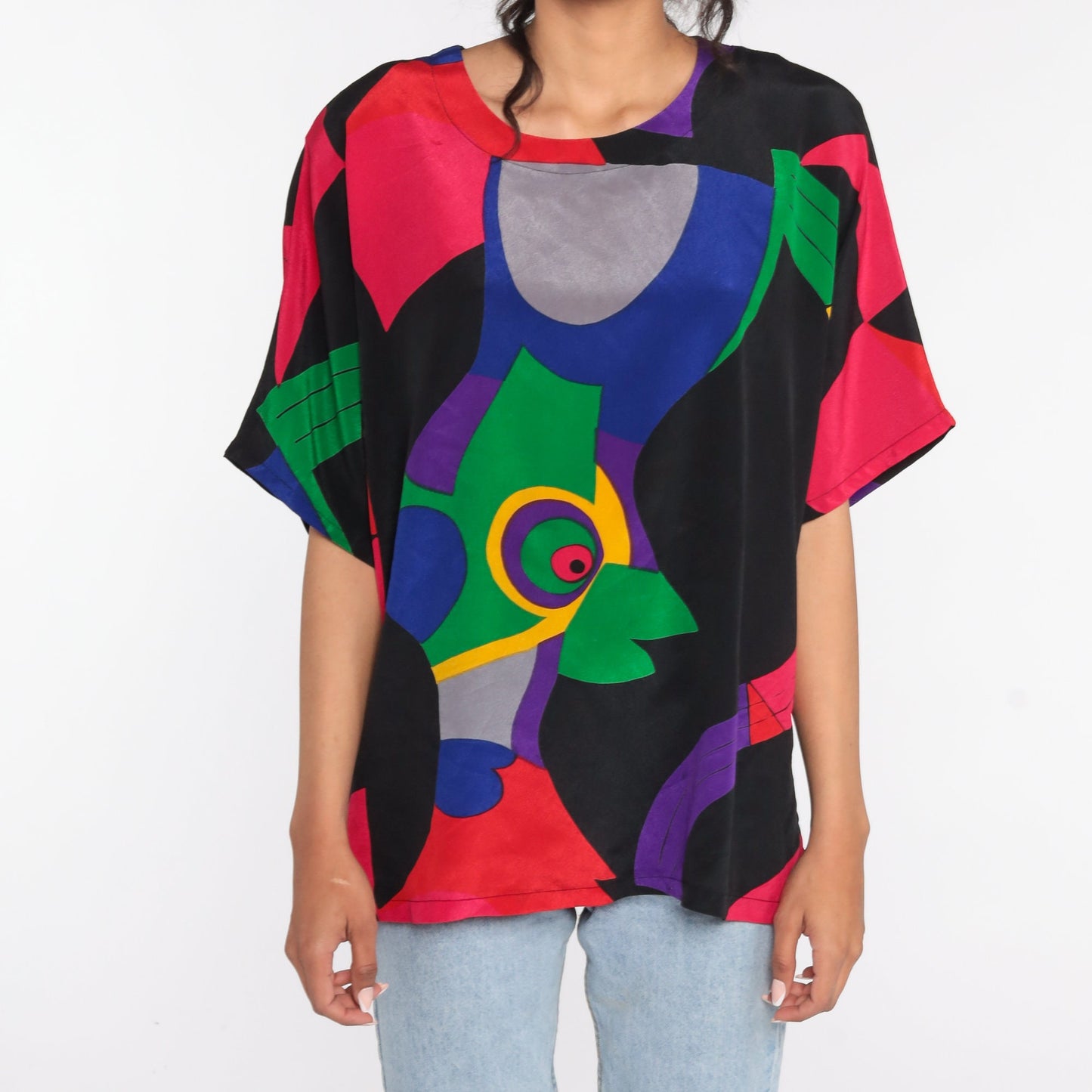 90s Abstract Bird Graphic T-Shirt Tropical Tee Small Medium