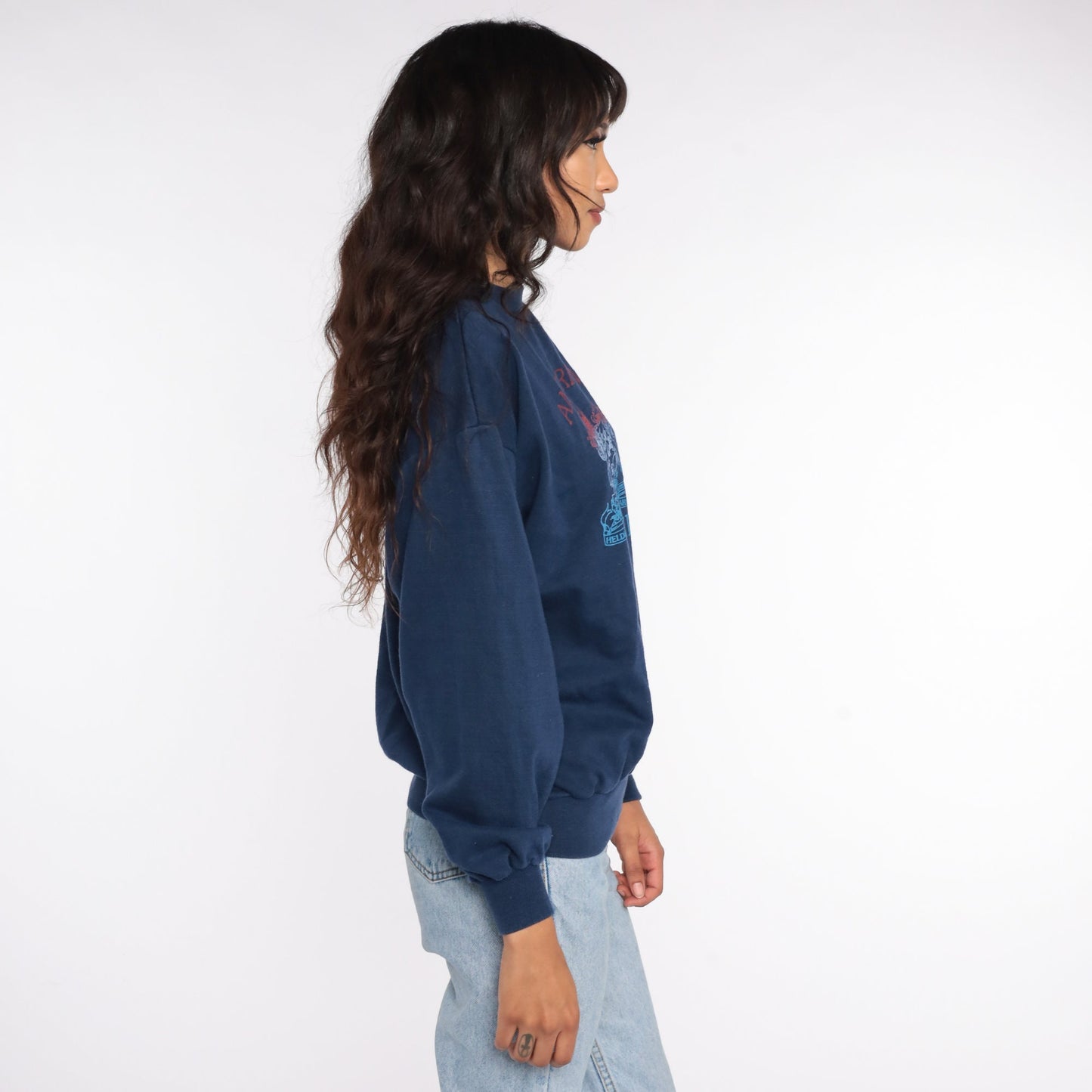 80s Amsterdam Holland Crest Sweatshirt Blue Graphic Crewneck Medium