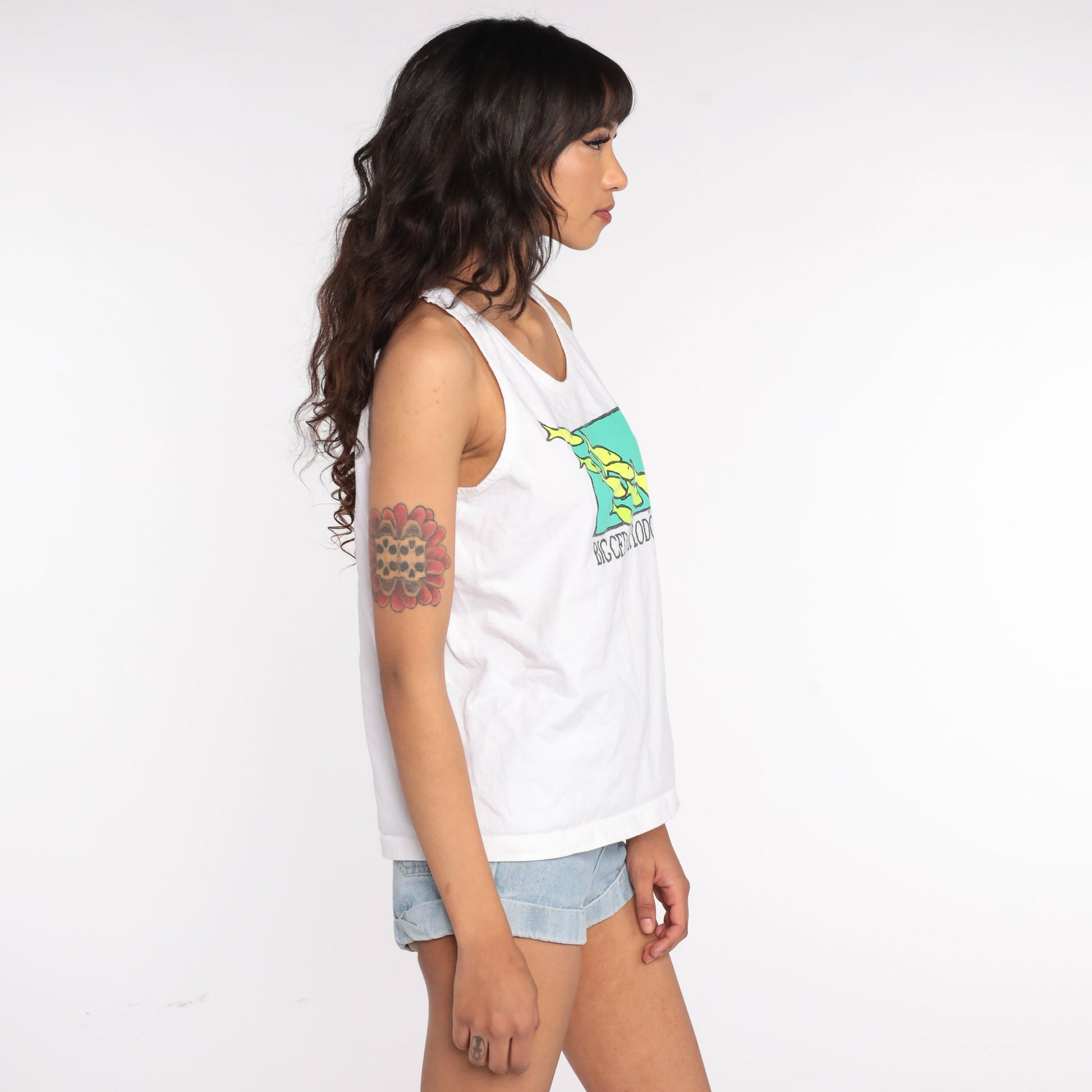 90s Big Cedar Lodge Missouri Fish Tank Top Neon Graphic Medium
