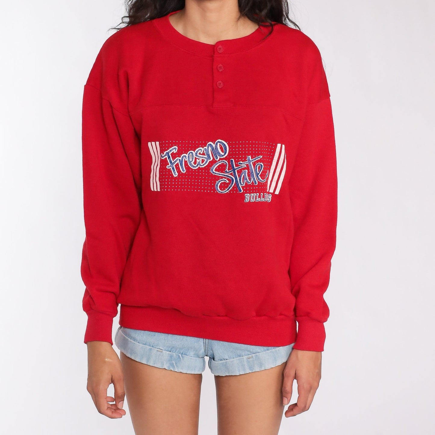 80s Fresno State University Sweatshirt Red Graphic Crewneck Large