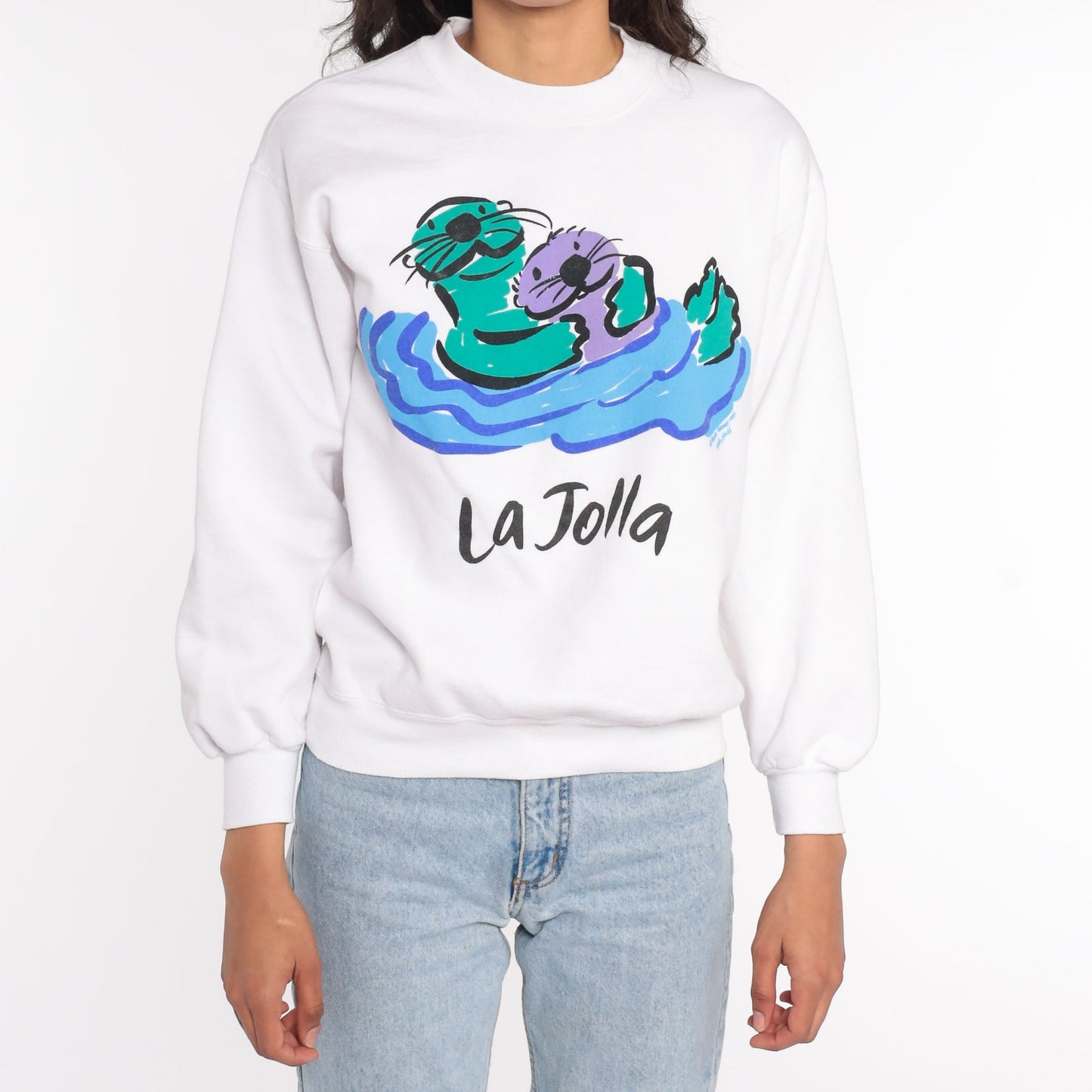 80s La Jolla San Diego Sea Otter Sweatshirt Cotton Graphic Crewneck Small