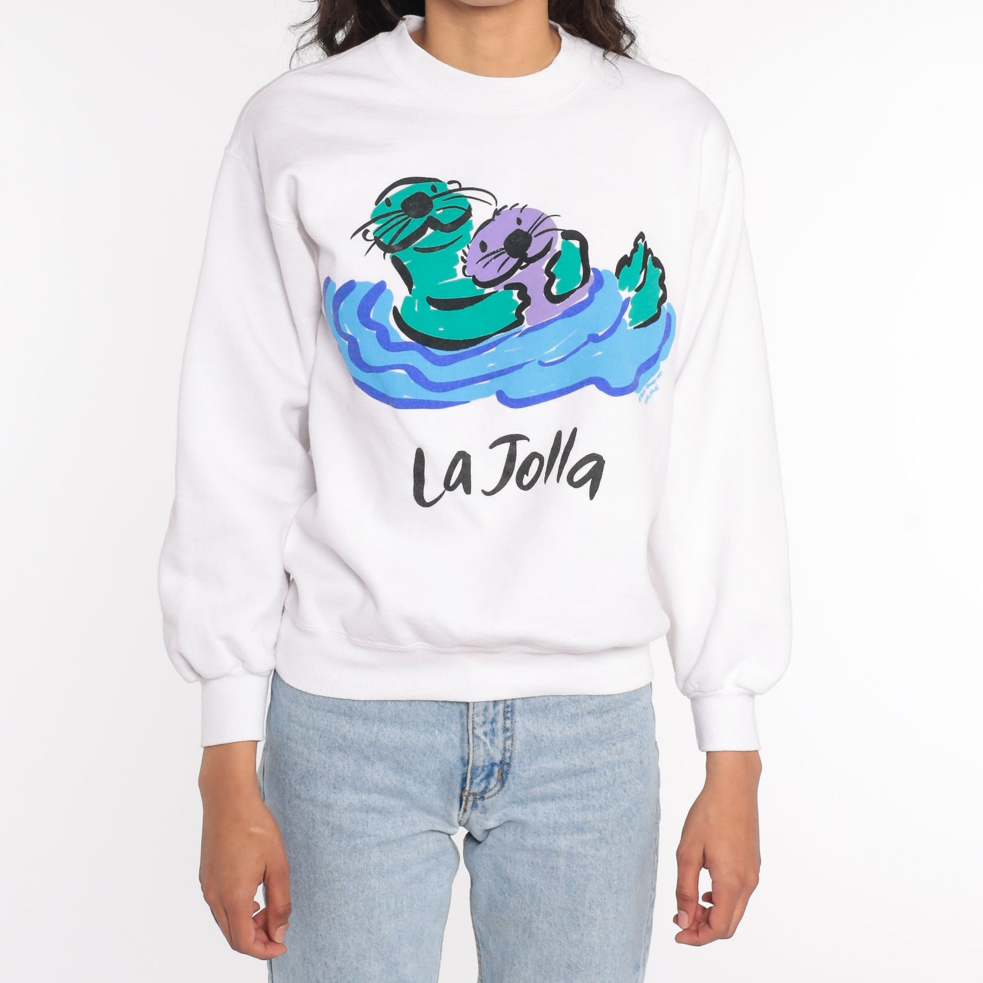80s La Jolla San Diego Sea Otter Sweatshirt Cotton Graphic Crewneck Small