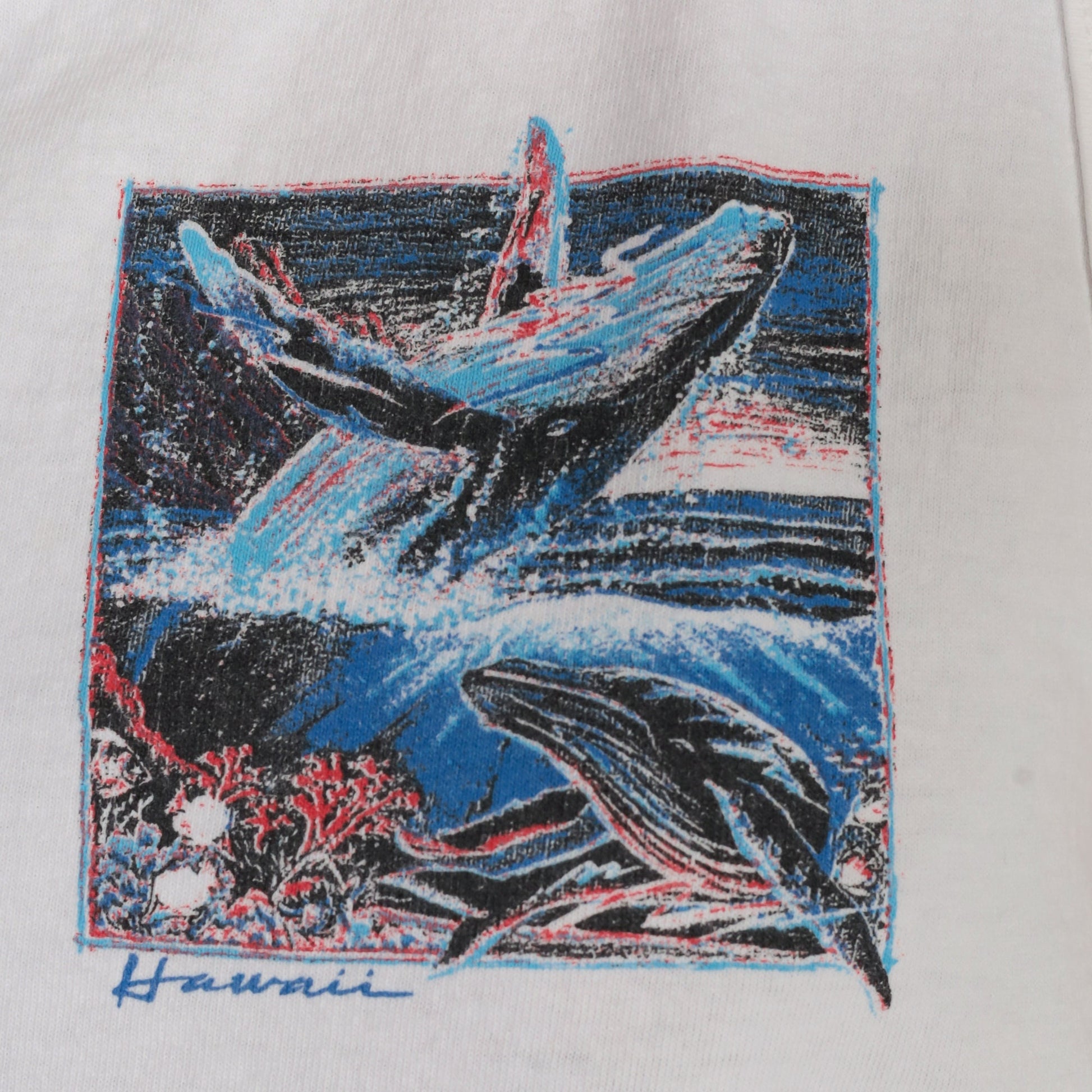 90s Maui Whale Watchers Association Tank Top Graphic Sleeveless Tee White Large