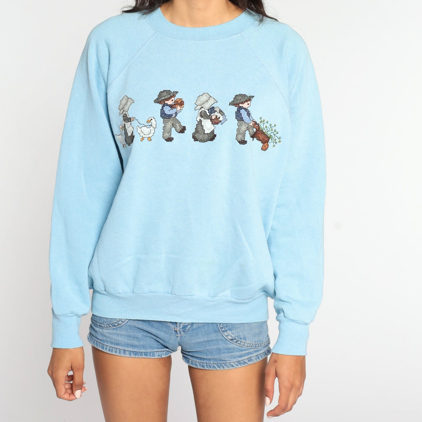 80s Pannill Goose Graphic Sweatshirt Baby Blue Crewneck Large
