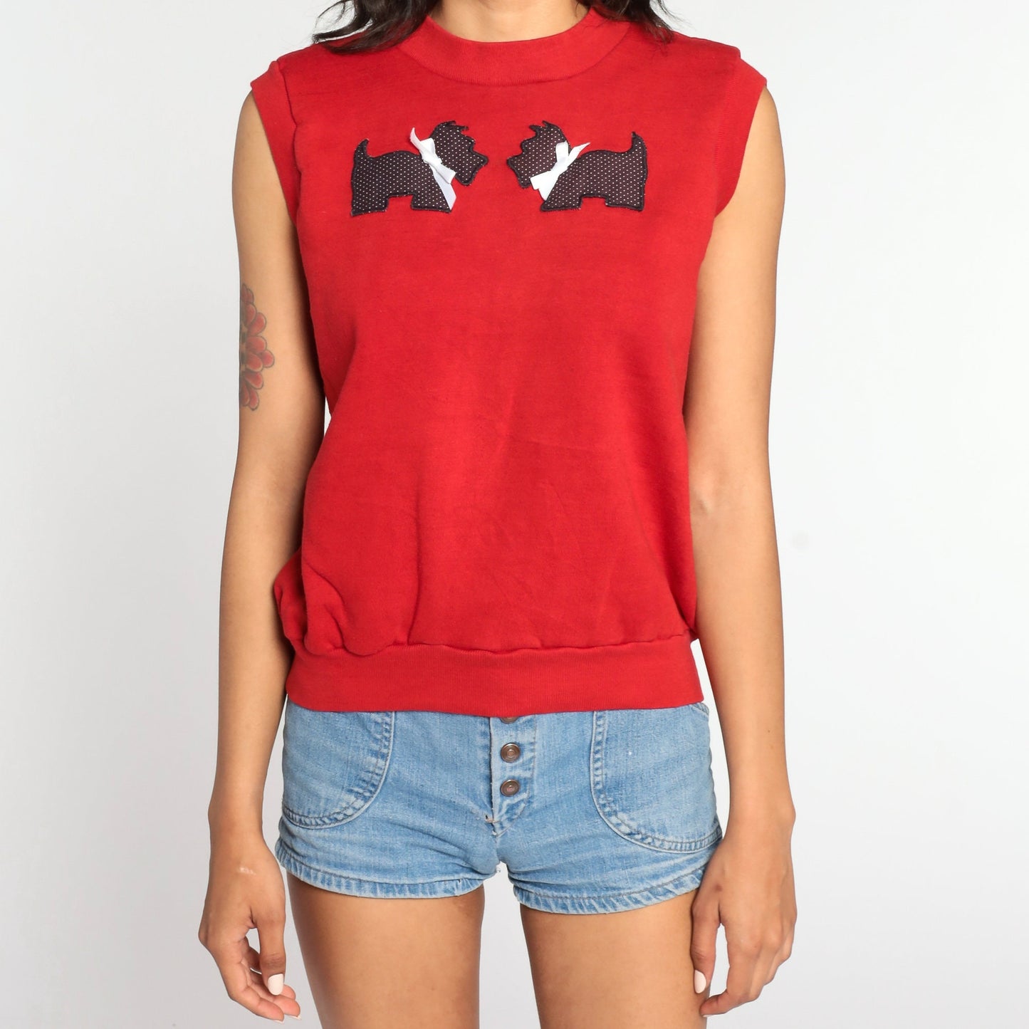 80s Scottie Dog Tank Top Graphic Sweatshirt Sleeveless Small