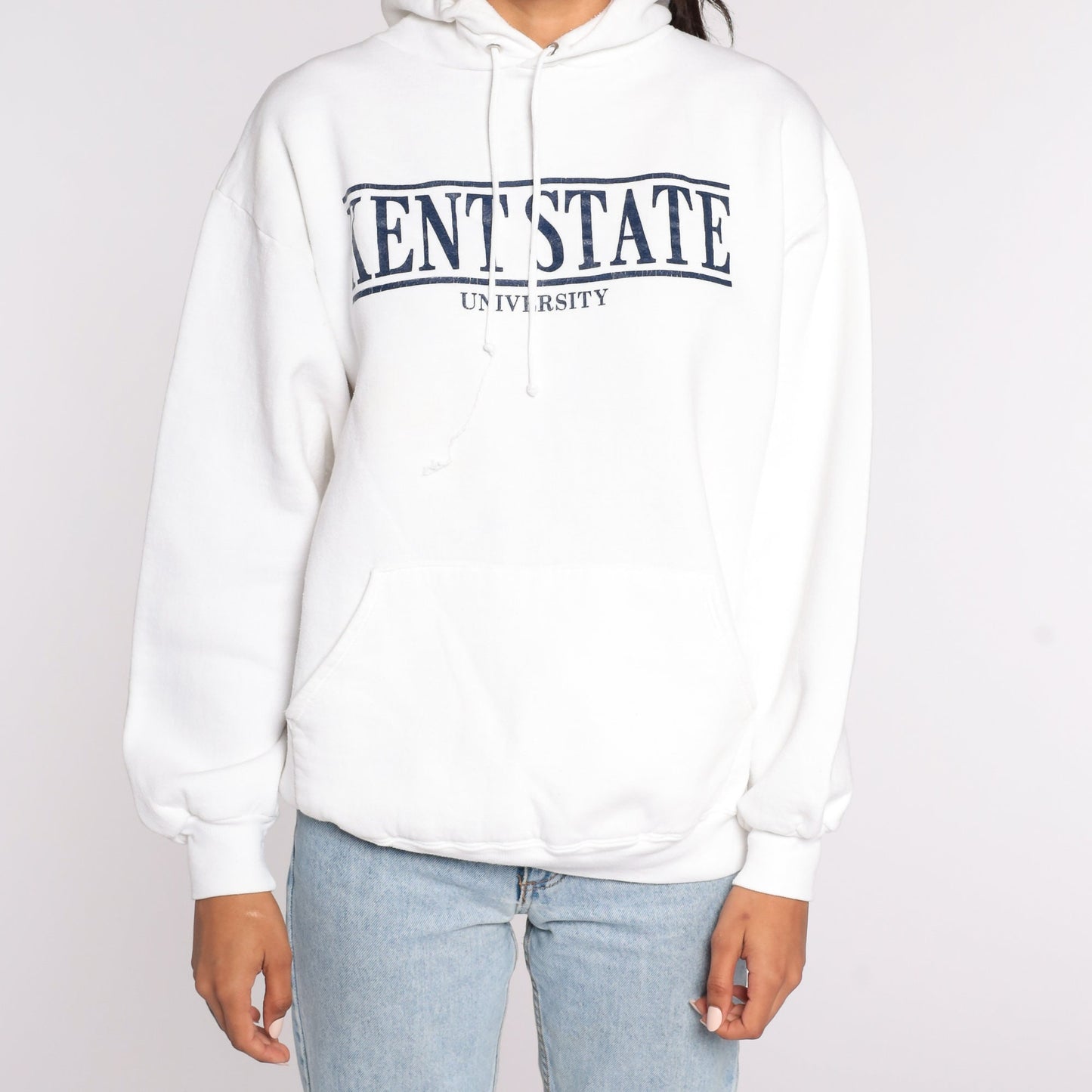 90s Kent State University Hoodie Sweatshirt White College Medium Large