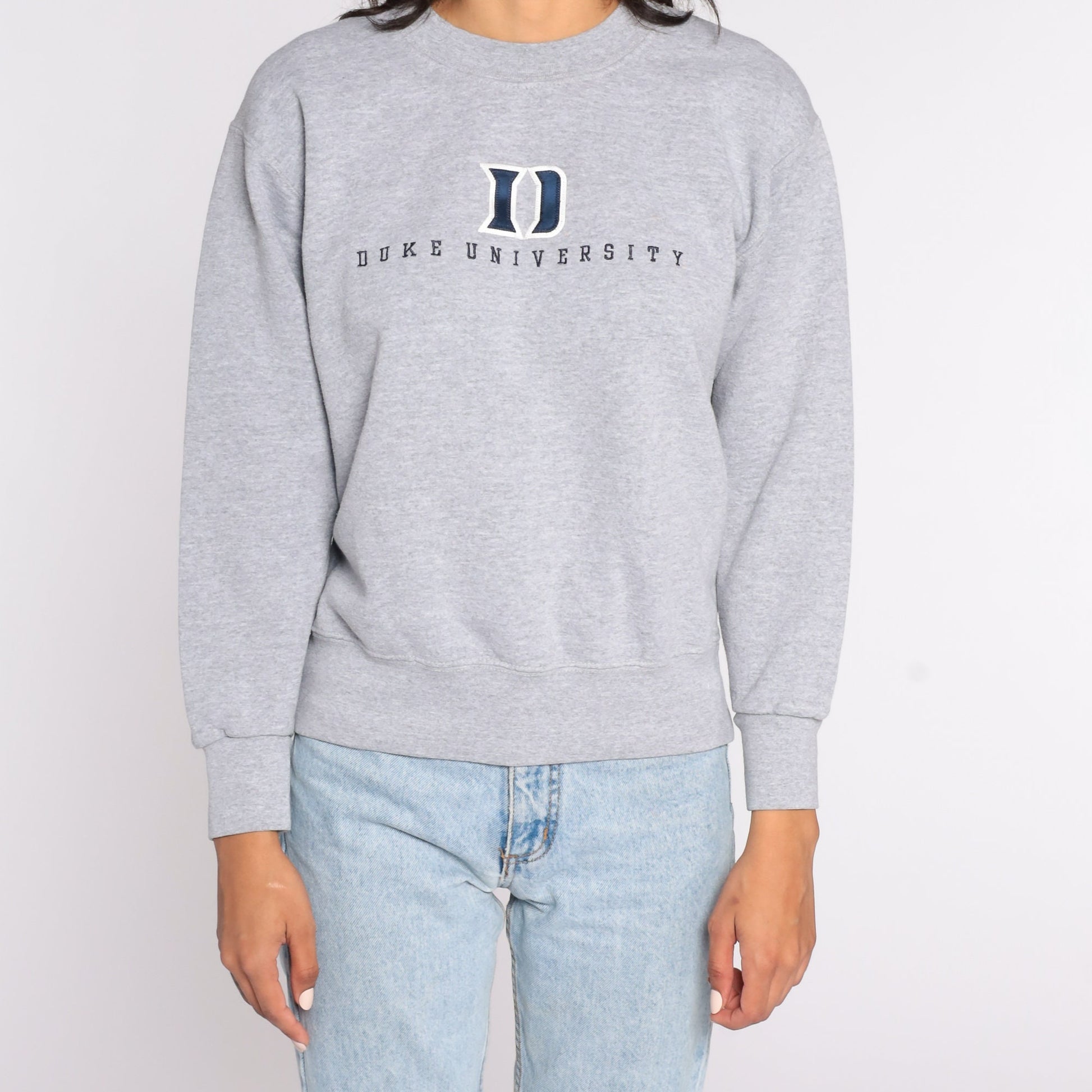 90s Duke University Crewneck Sweatshirt Grey Graphic Small S