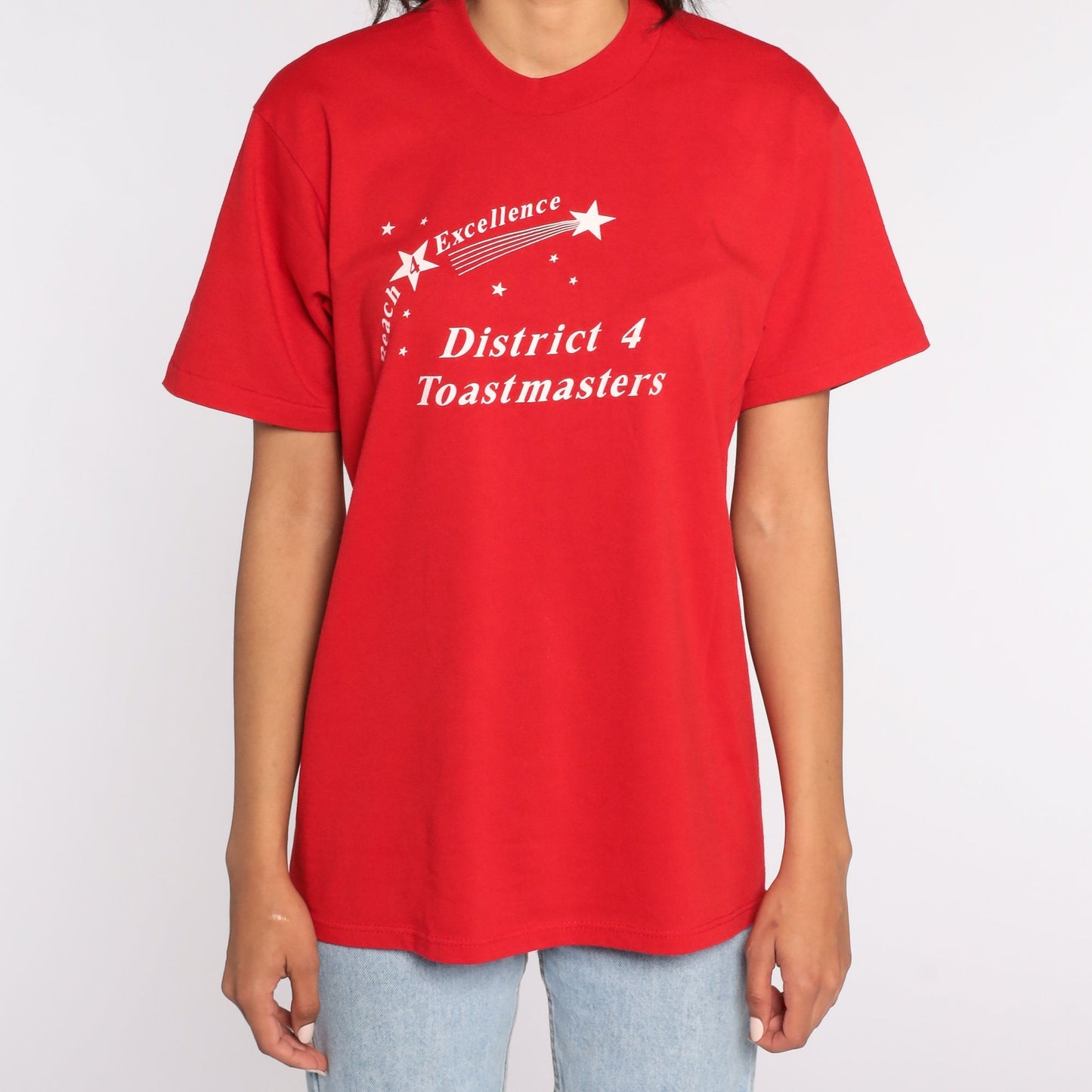 80s District 4 Toastmasters Graphic T-Shirt Red Cotton Medium