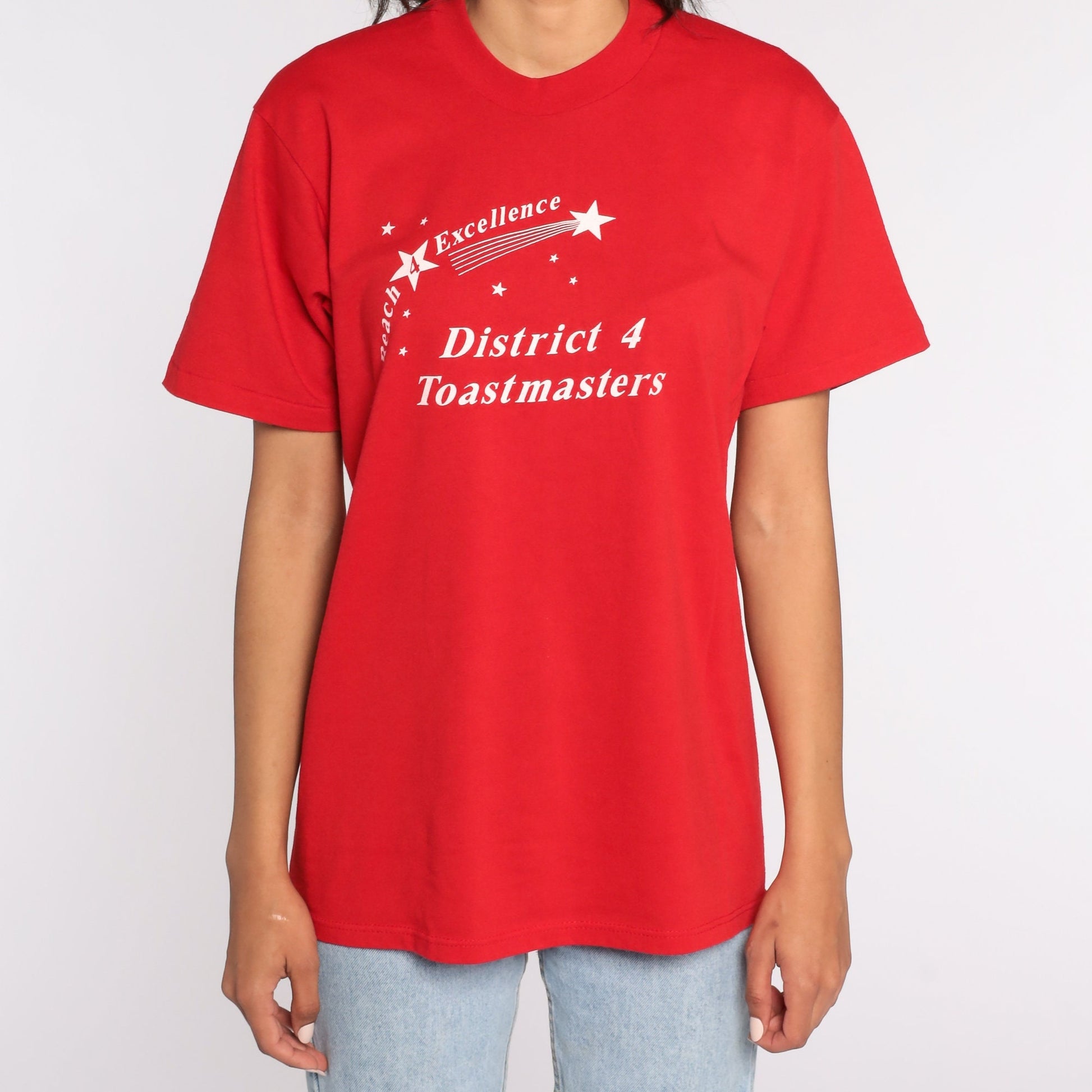 80s District 4 Toastmasters Graphic T-Shirt Red Cotton Medium