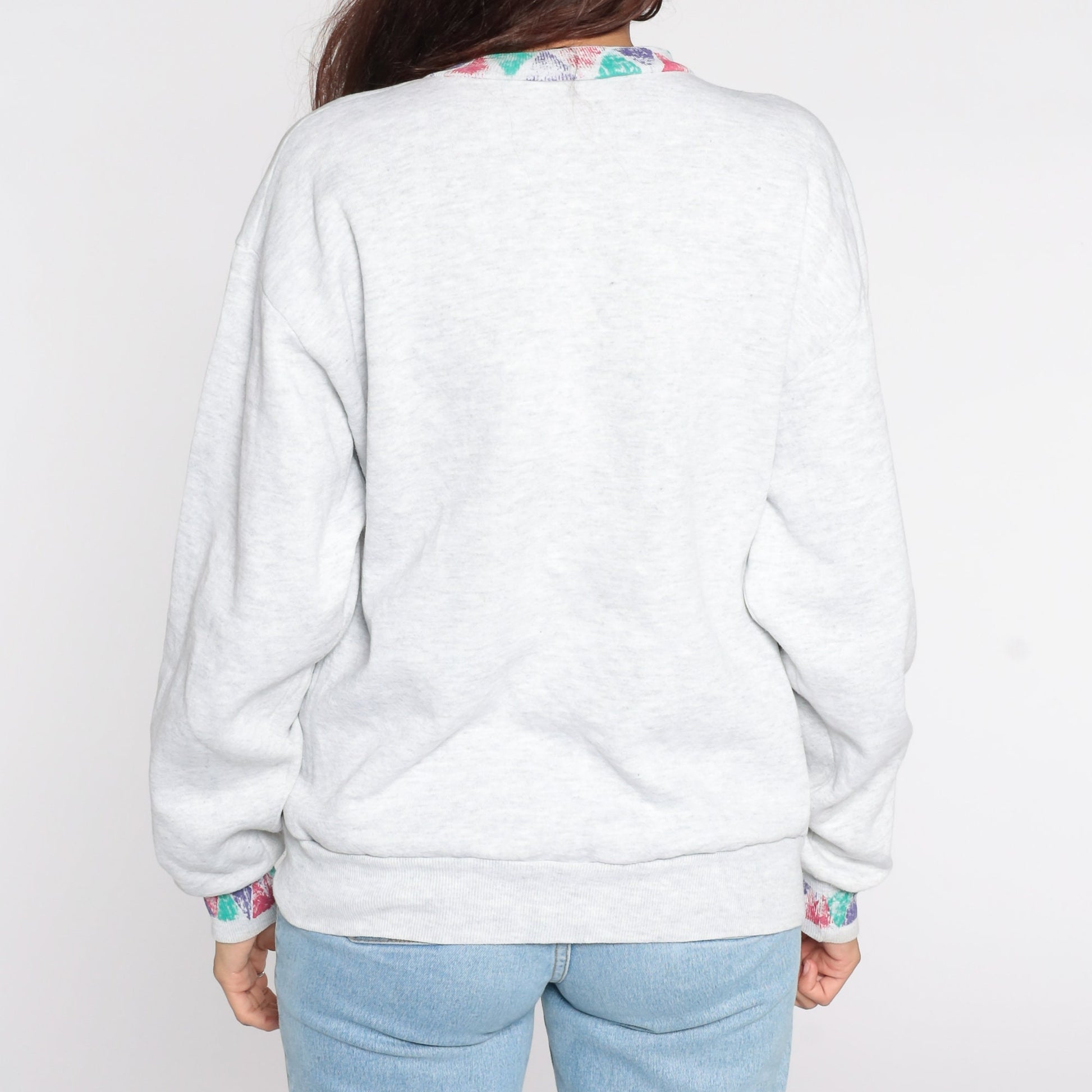 90s Southwestern Sweatshirt Cactus Coyote Gecko Grey Crewneck Medium