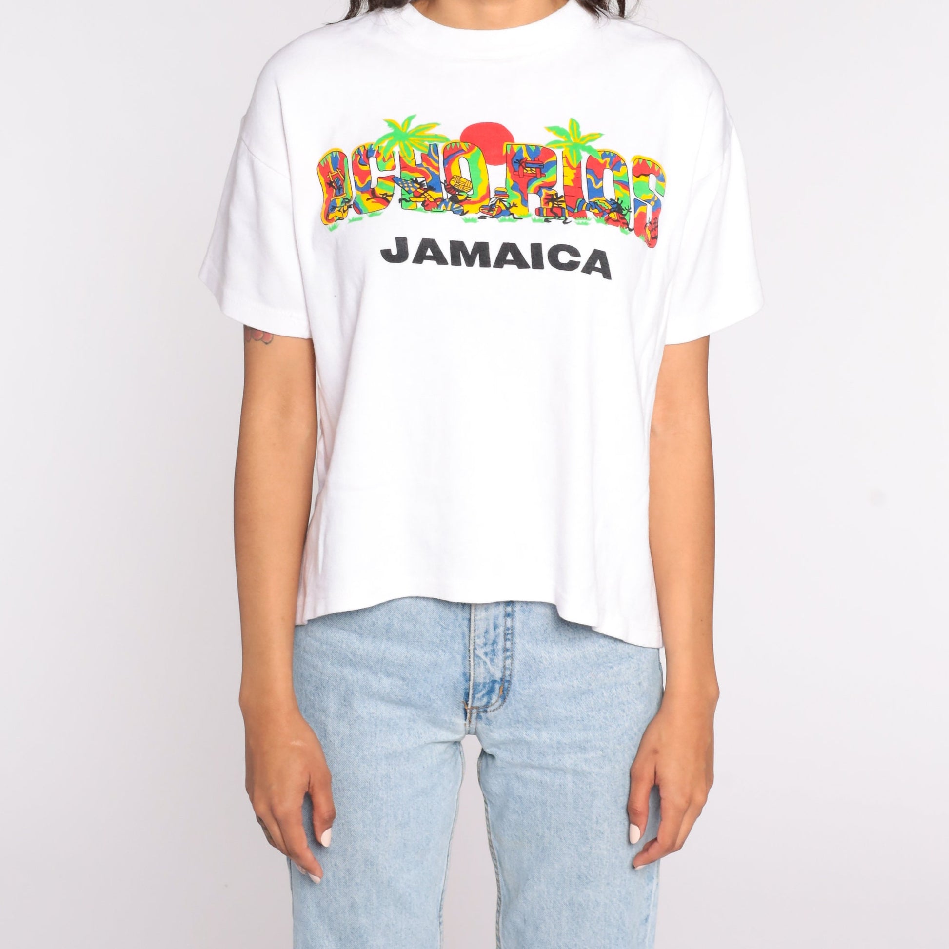 80s Ocho Rios Jamaica Graphic T-Shirt Cotton Vacation Tee Medium