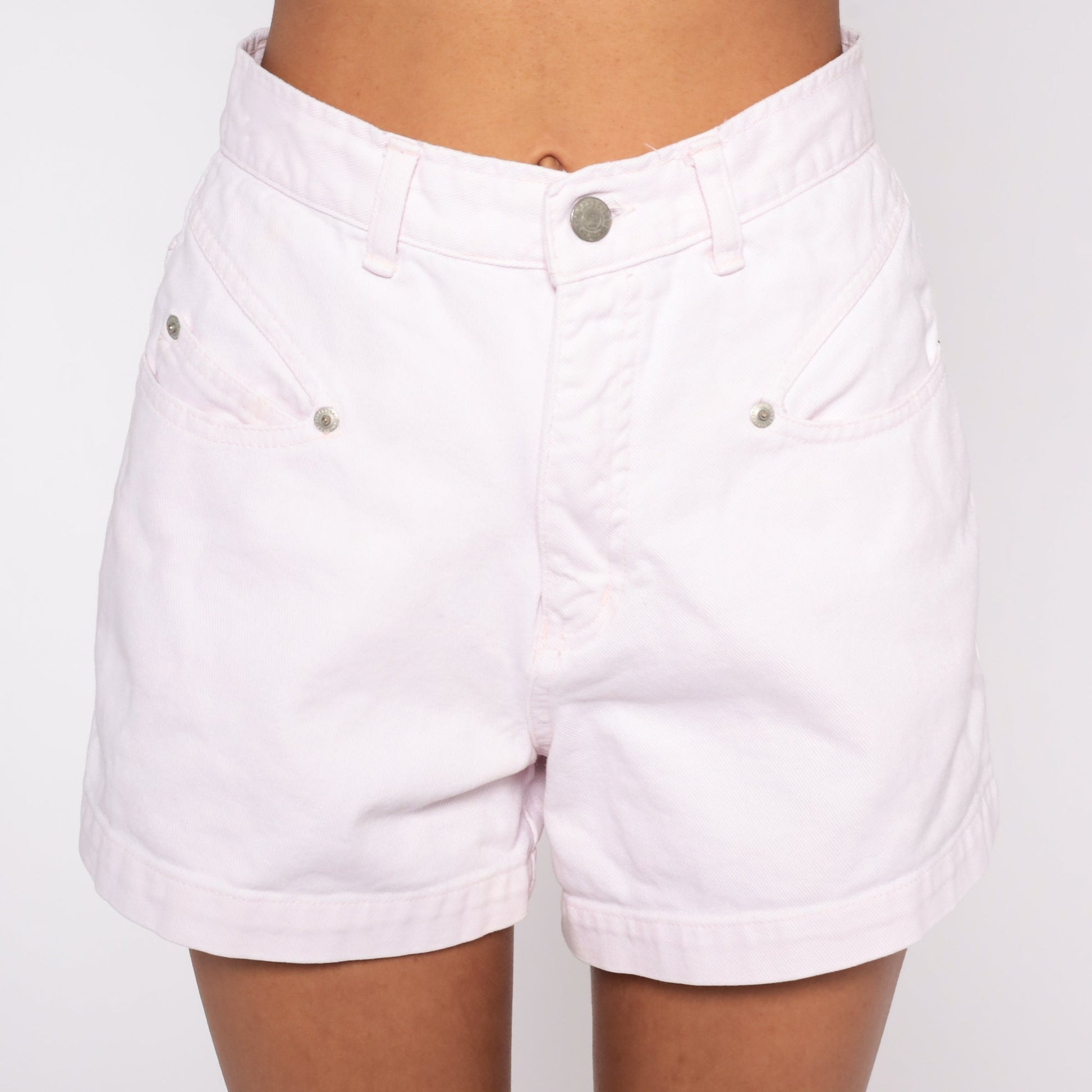 90s Sostanza Baby Pink Denim Shorts High Waist Jean Small