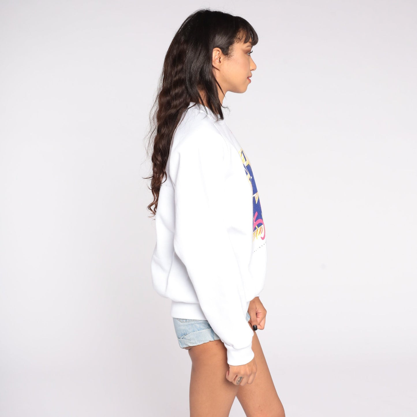 90s Deet Rocksat Australia Radio Graphic Sweatshirt White Crewneck Large