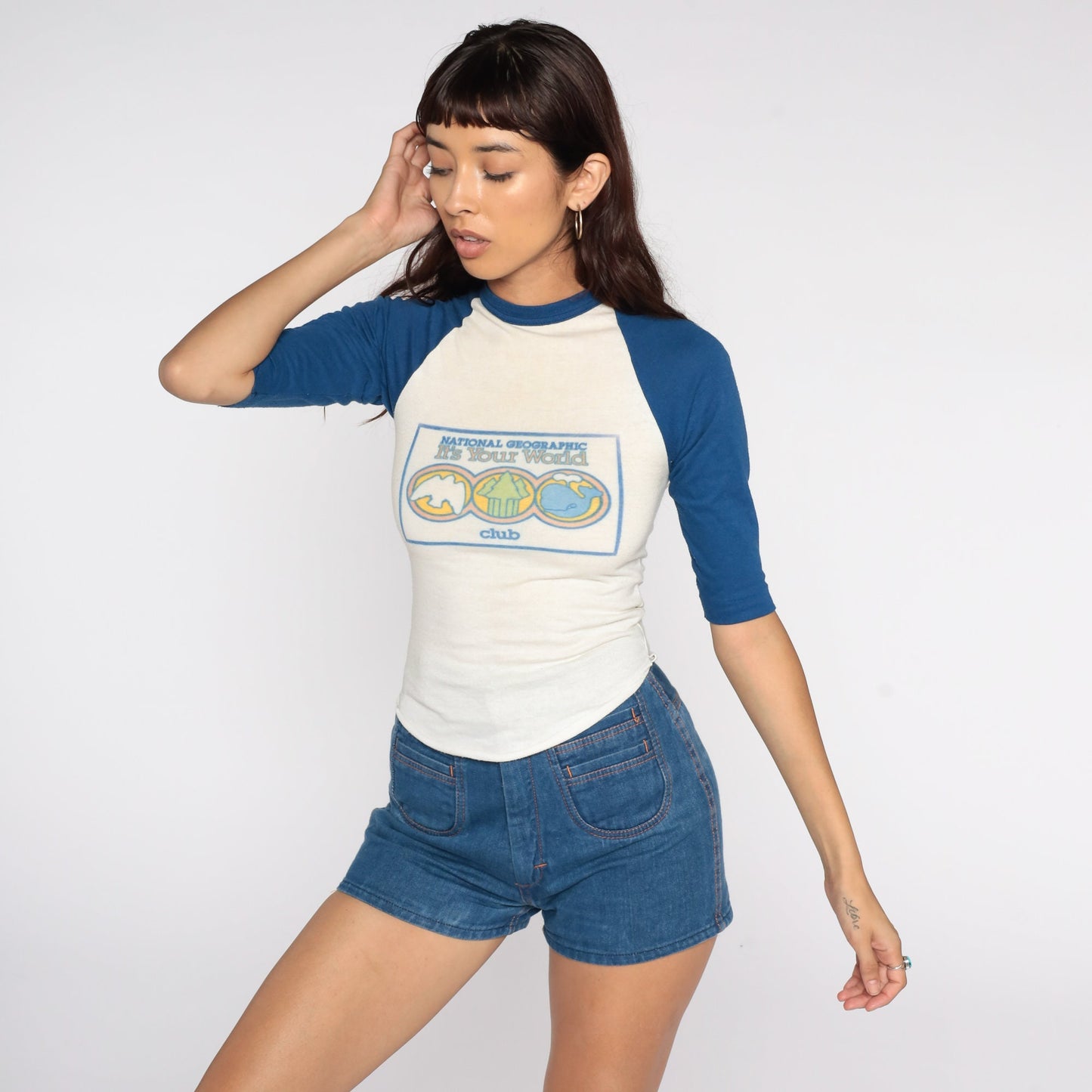 70s National Geographic Ringer T-Shirt Graphic Bird Nature Print XXS