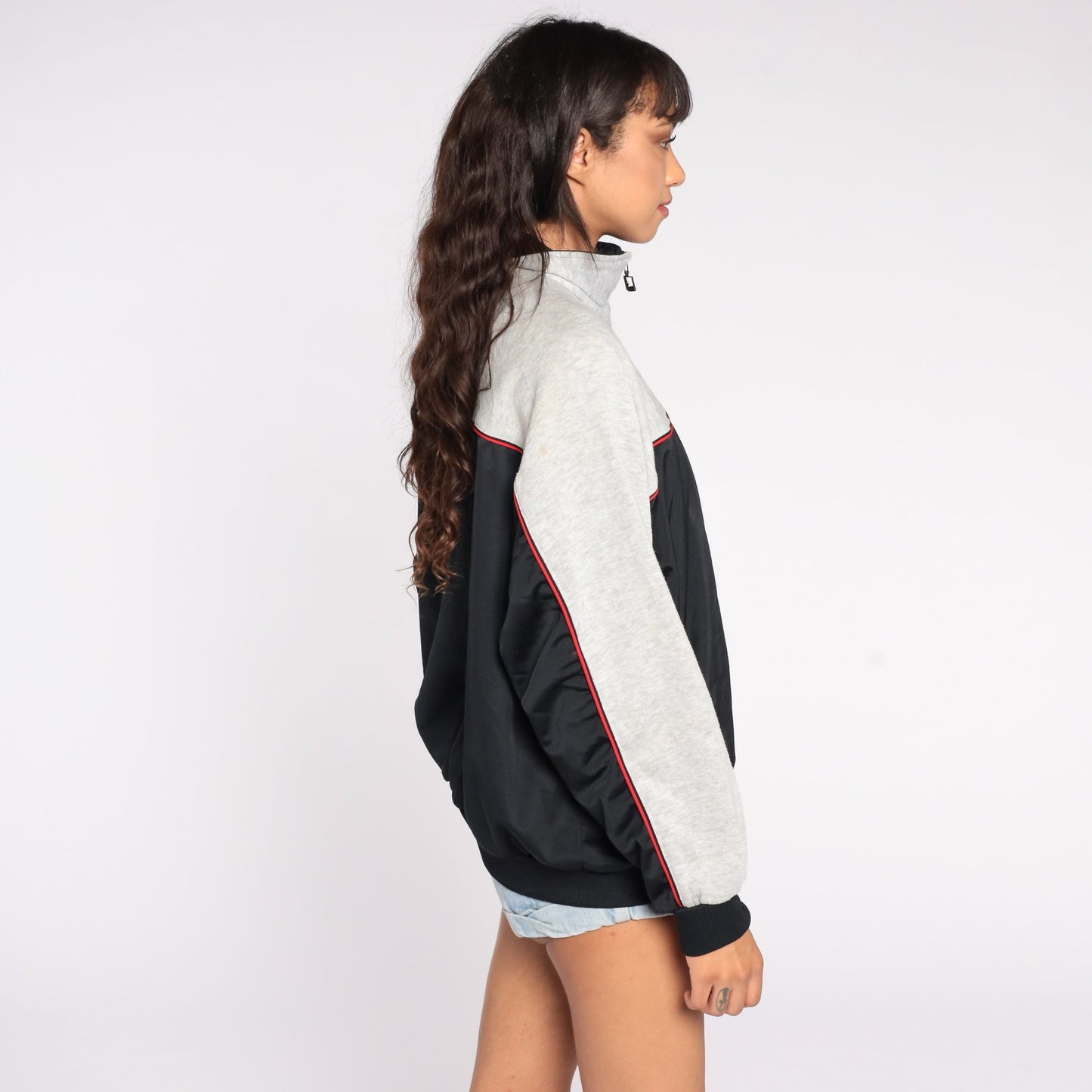 80s Puma Track Jacket Zip Up Sweatshirt Grey Black Striped Extra Large XL