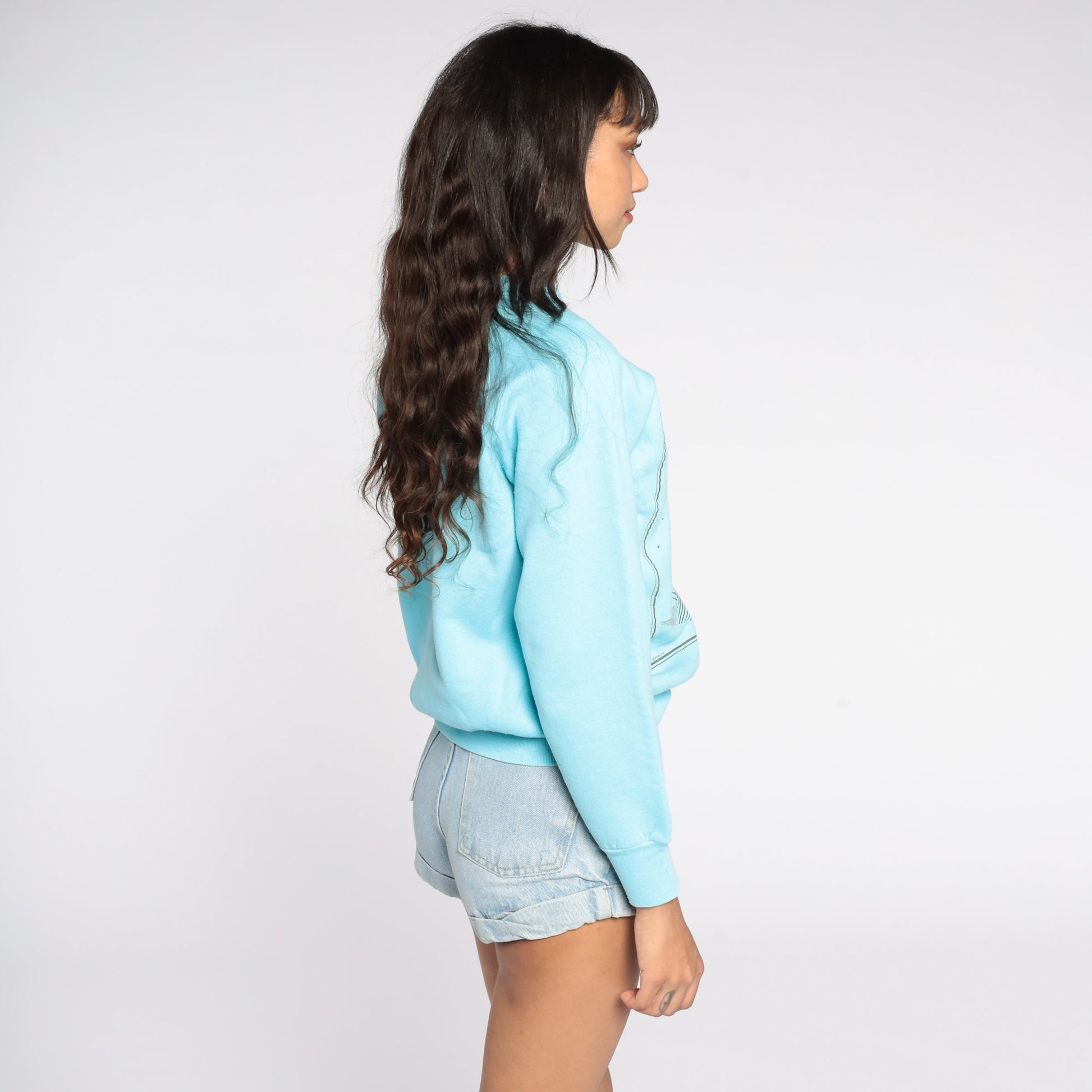 80s Three Wise Men Christian Sweatshirt Baby Blue Raglan Graphic Small