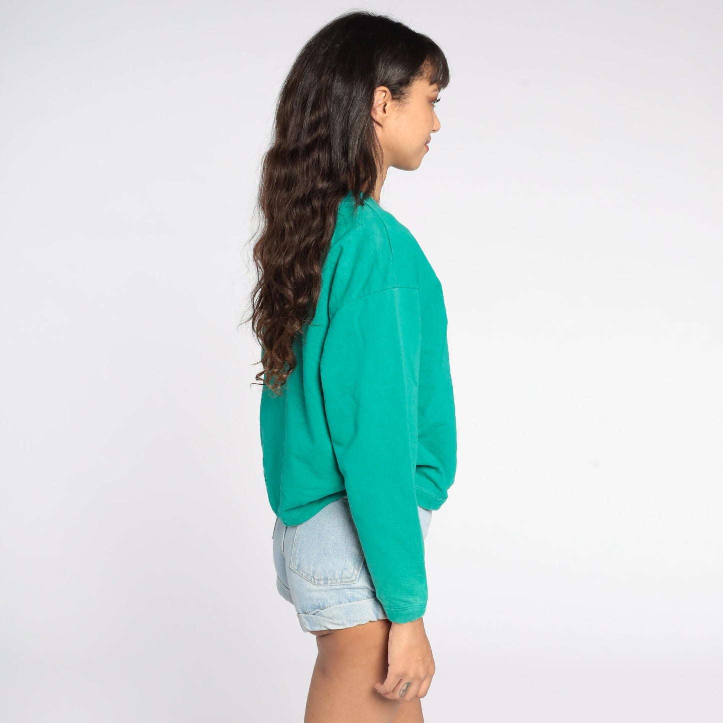 80s Green Button-Up Cardigan Sweatshirt Cotton Blend Large