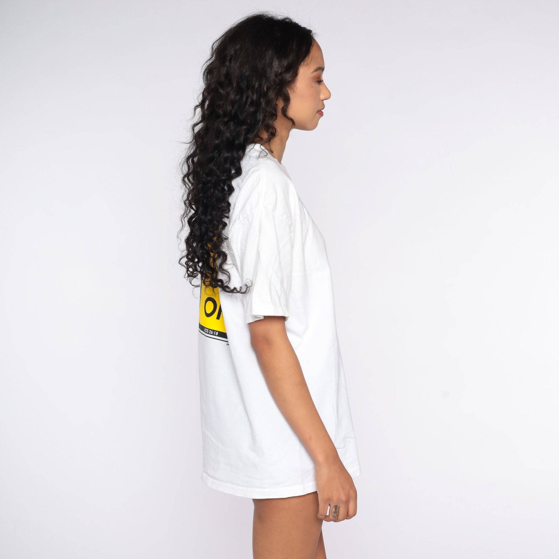90s God Allows U-Turns Graphic T-Shirt White Cotton Large L