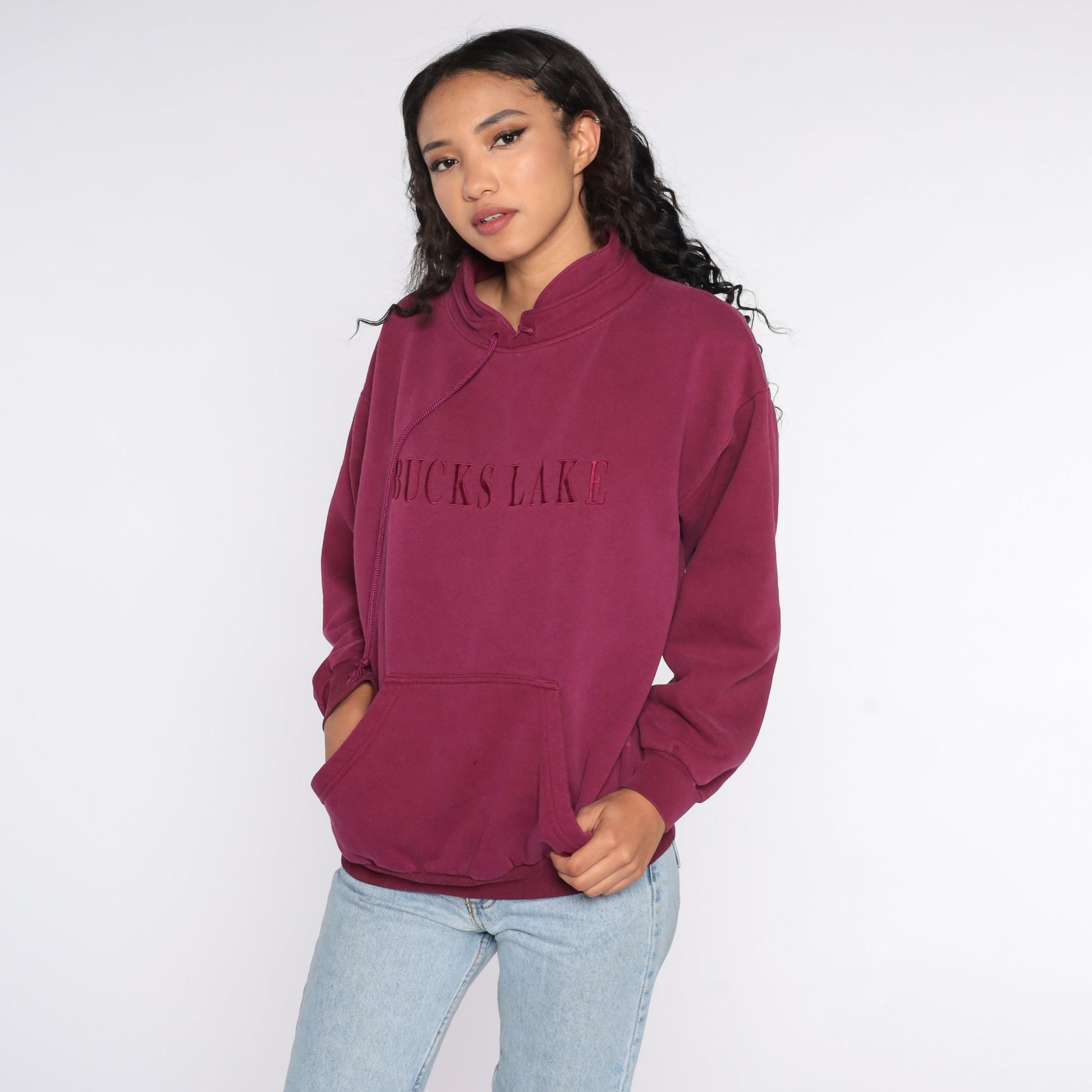 90s Bucks Lake California Sweatshirt Burgundy Crewneck Pullover Extra Large XXL