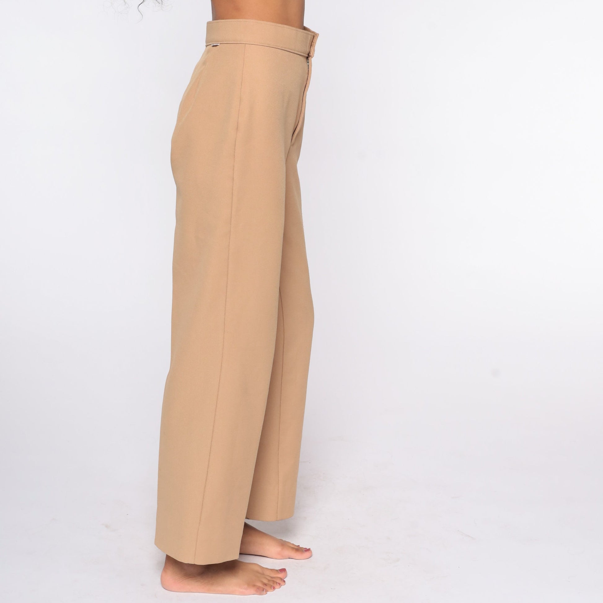 70s Levis High Waist Wide Leg Trousers Tan Straight Leg Small