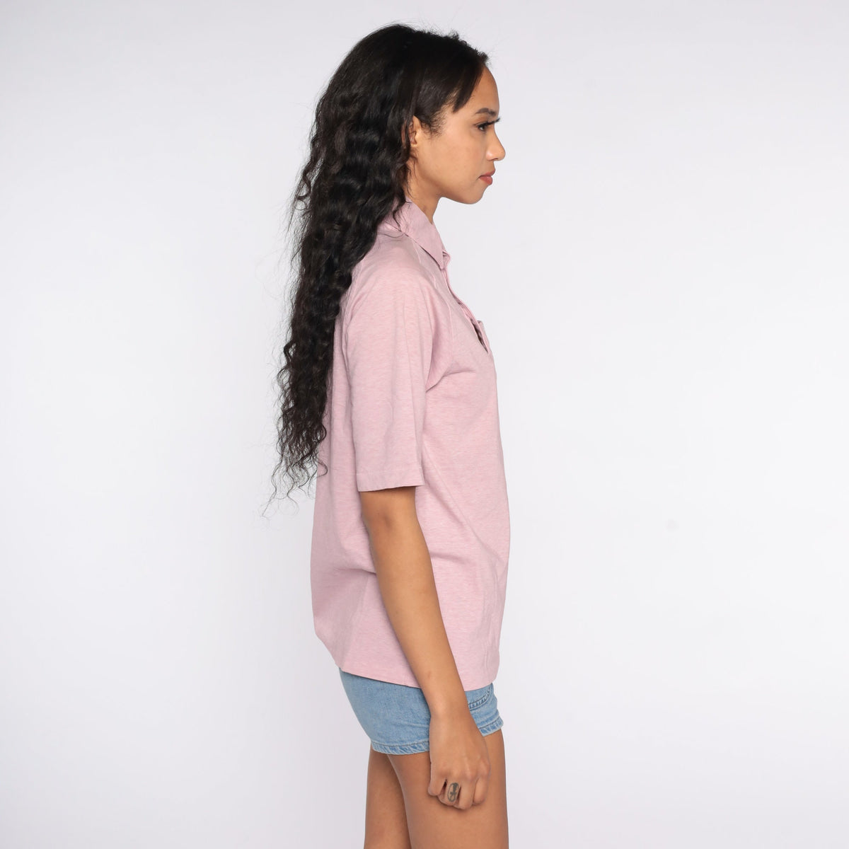 80s Munsingwear Penguin Polo Shirt Lavender Half-Button Cotton Small