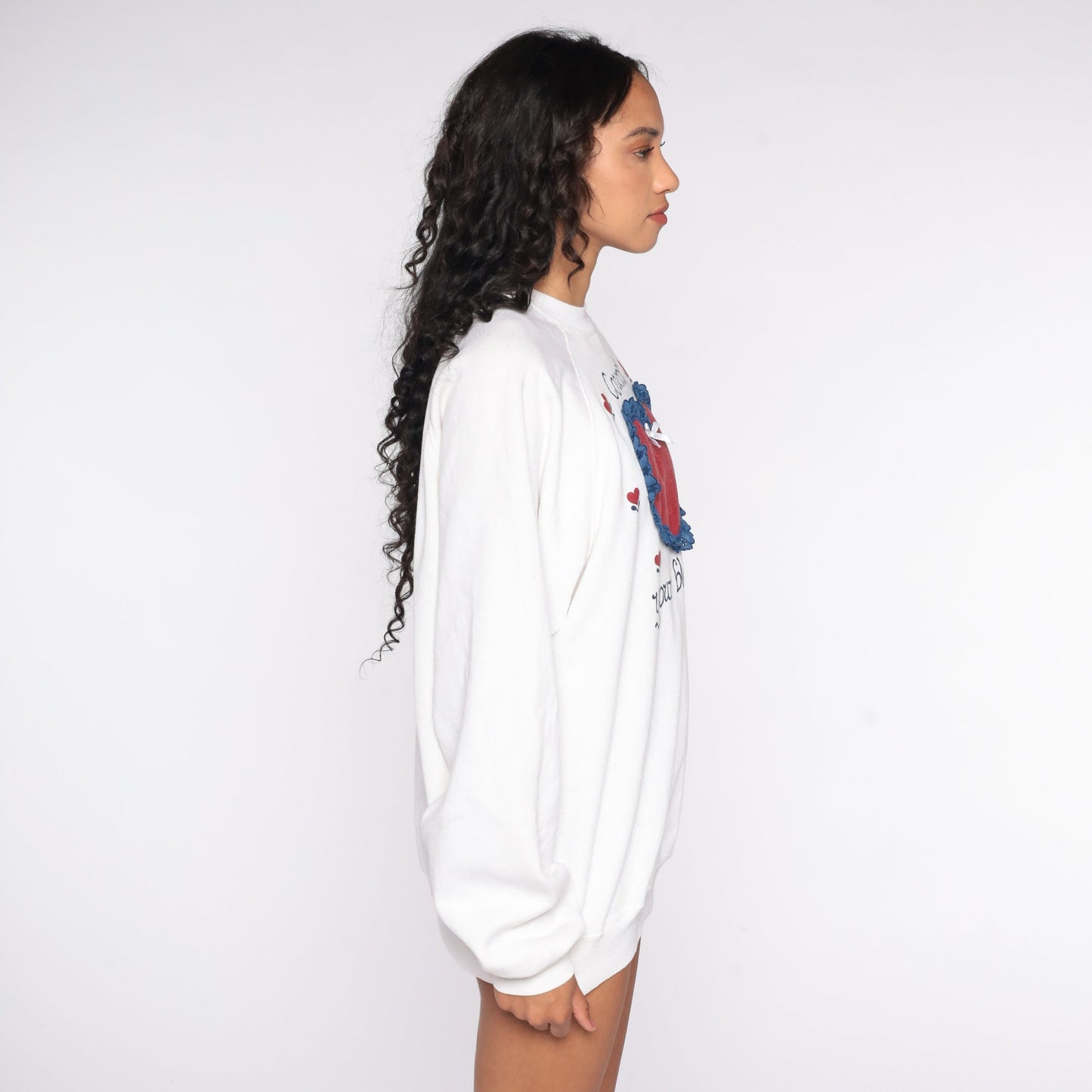 80s Heart Count Your Blessings Sweatshirt Novelty Raglan Extra Large XL
