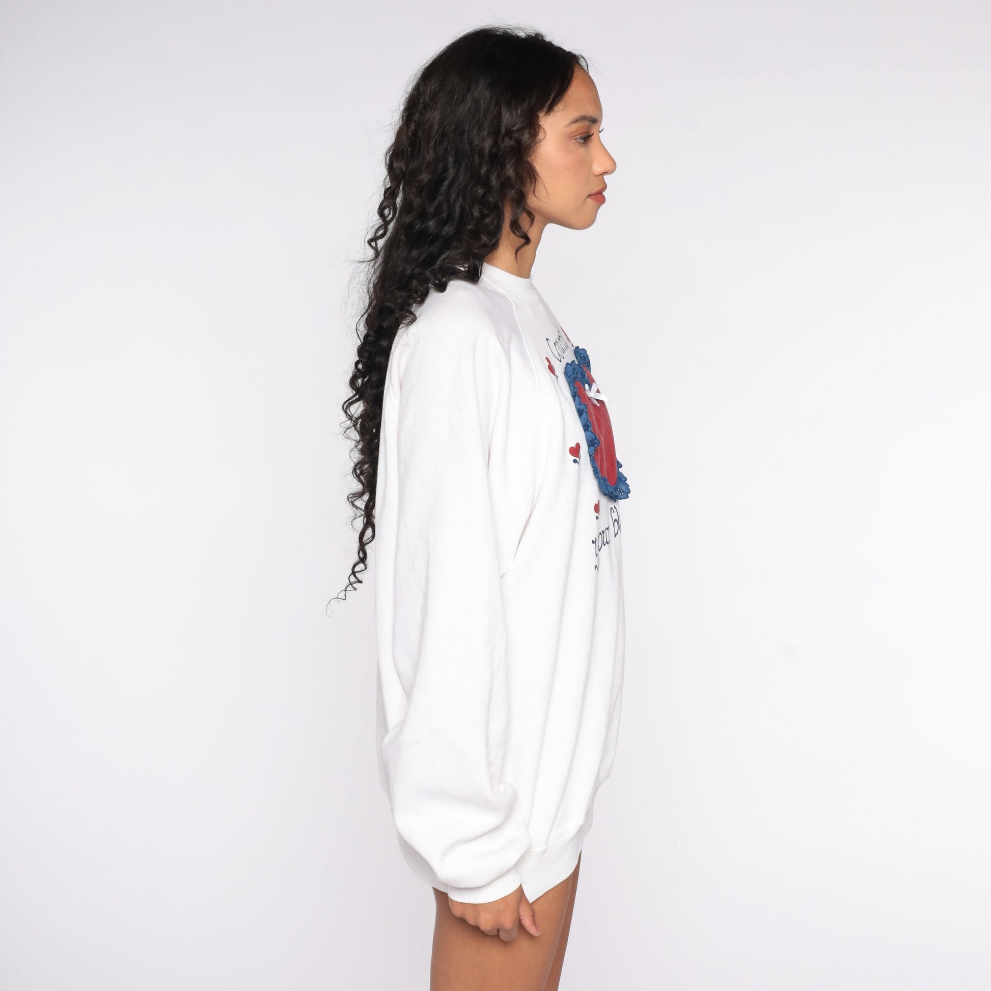 80s Heart Count Your Blessings Sweatshirt Novelty Raglan Extra Large XL