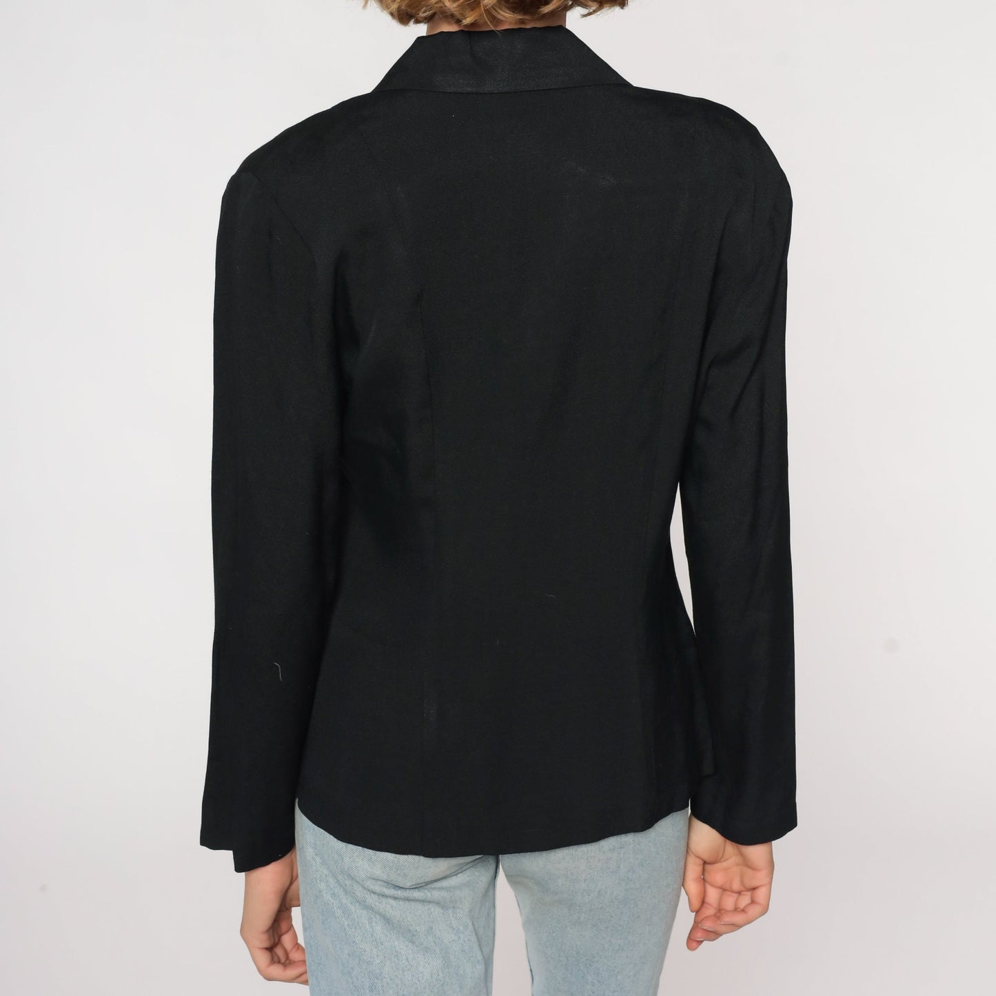 90s Black Blazer Four Button Structured Jacket Small S
